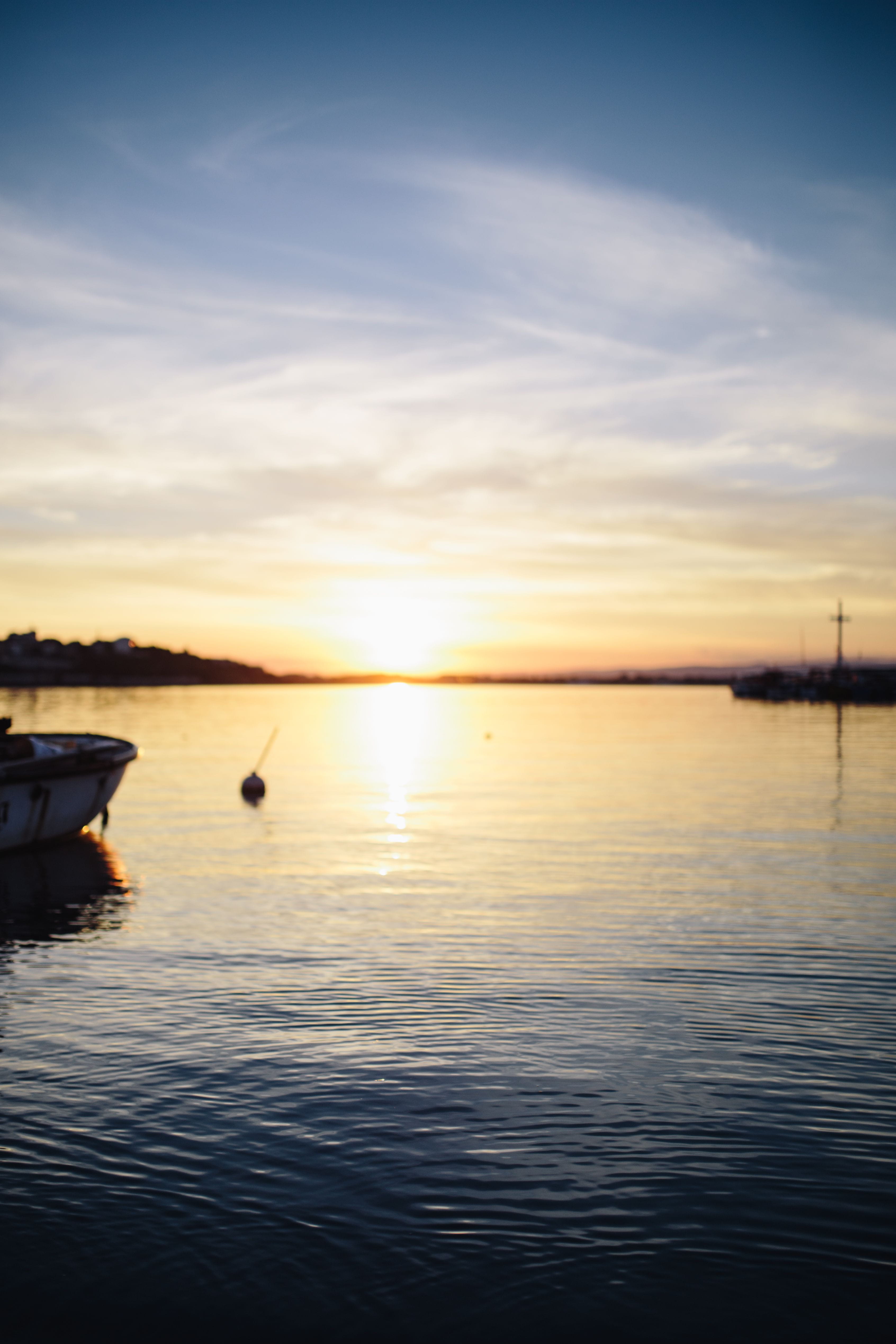 nature, waterscape, colorful, tranquil Scene, no People, sea, romantic, tranquility, nautical Vessel, sunlight, outdoors, idyllic, Sunset, water, 4K, dusk, Phone HD Wallpaper