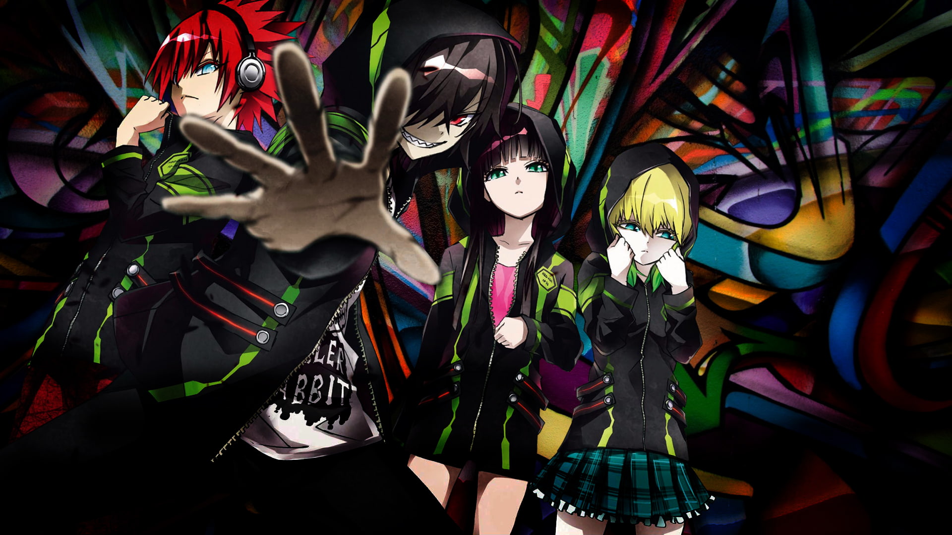 graffiti, Adashino Benio, Enmadō Rokuro, 1080P, Ikaruga shimon, Sousei no Onmyouji, Twin Star Exorcists, Otomi Mayura, anime, HD Wallpaper