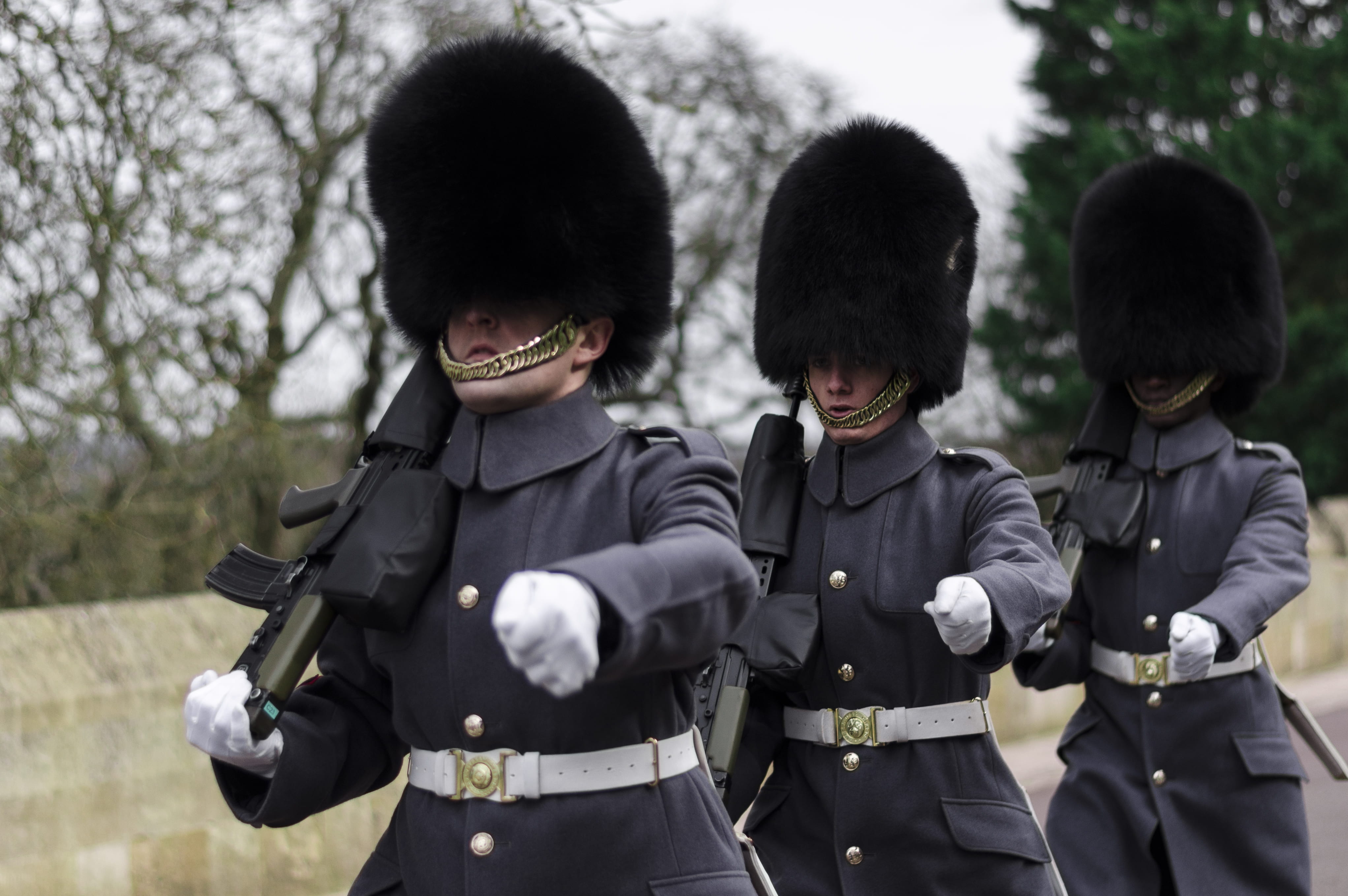 gun, london, government, carrying, safety, s, windsor, men, police force, protection, law, guns, occupation, outdoors, marching, waist up, uniform, front view, HD Wallpaper