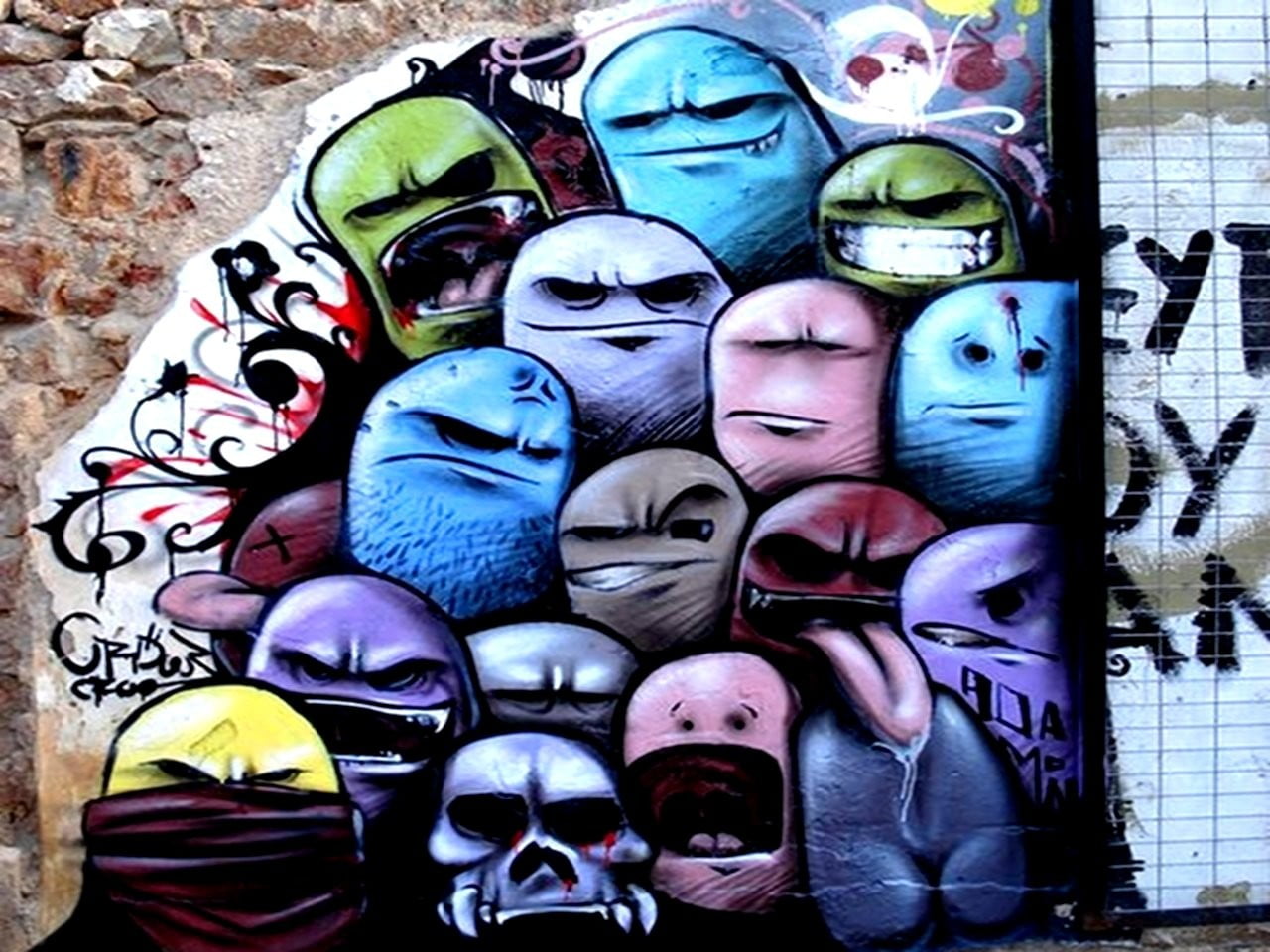 day, disguise, female likeness, wall, no people, retail, multi colored, graffiti, representation, still life, abundance, outdoors, multicolored, human representation, HD Wallpaper