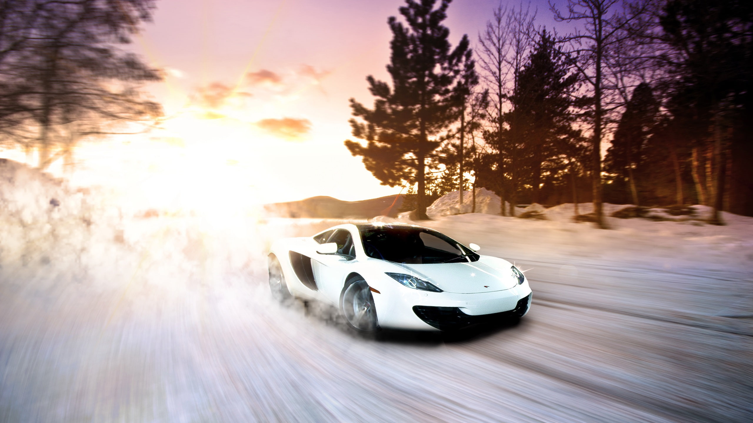 Winter, Supercar, mp, White, Snow, McLaren, 2K, c, HD Wallpaper