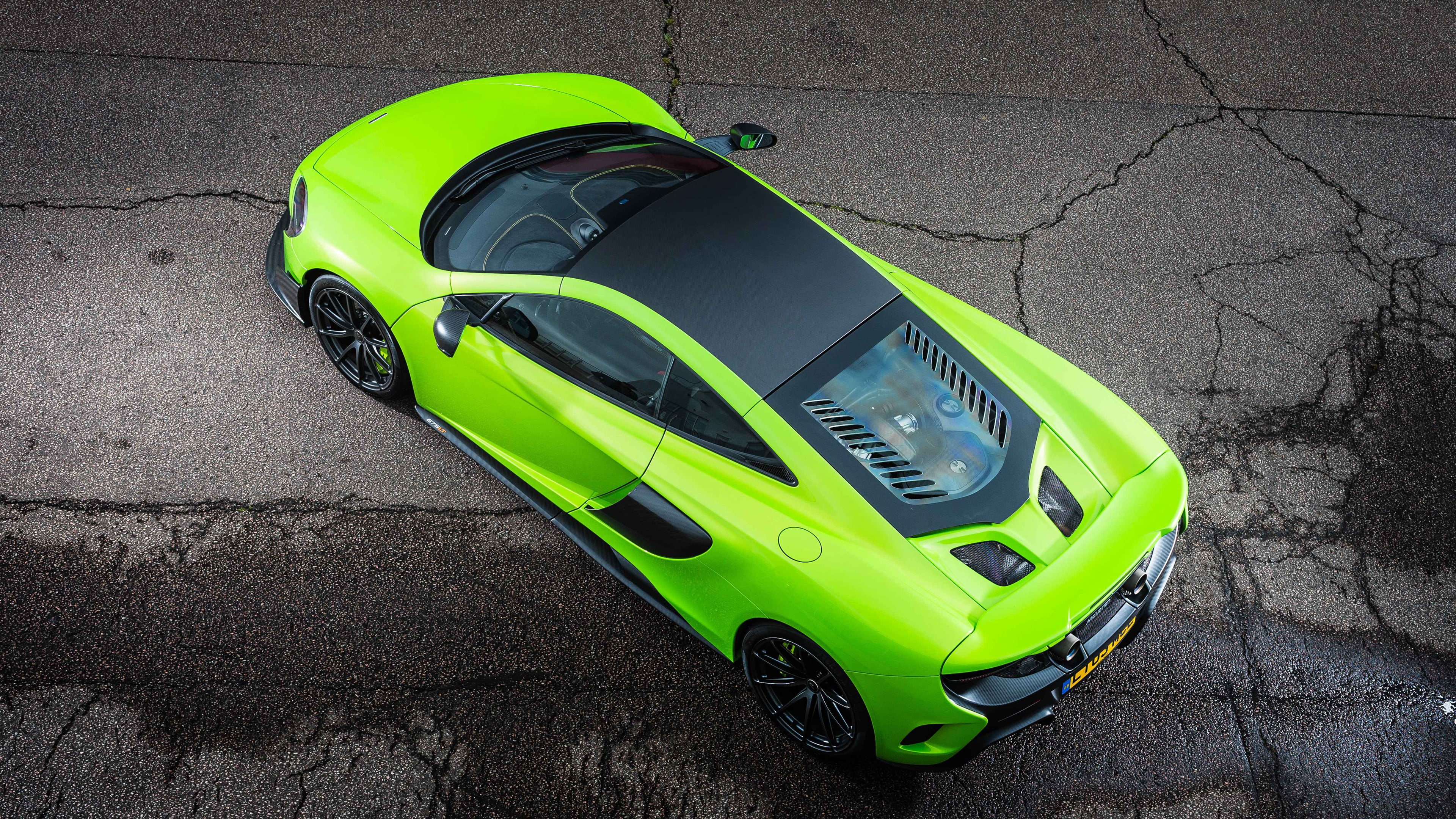 Top, 675LT, View, Supercar, 4K, Green, lt, McLaren, HD Wallpaper