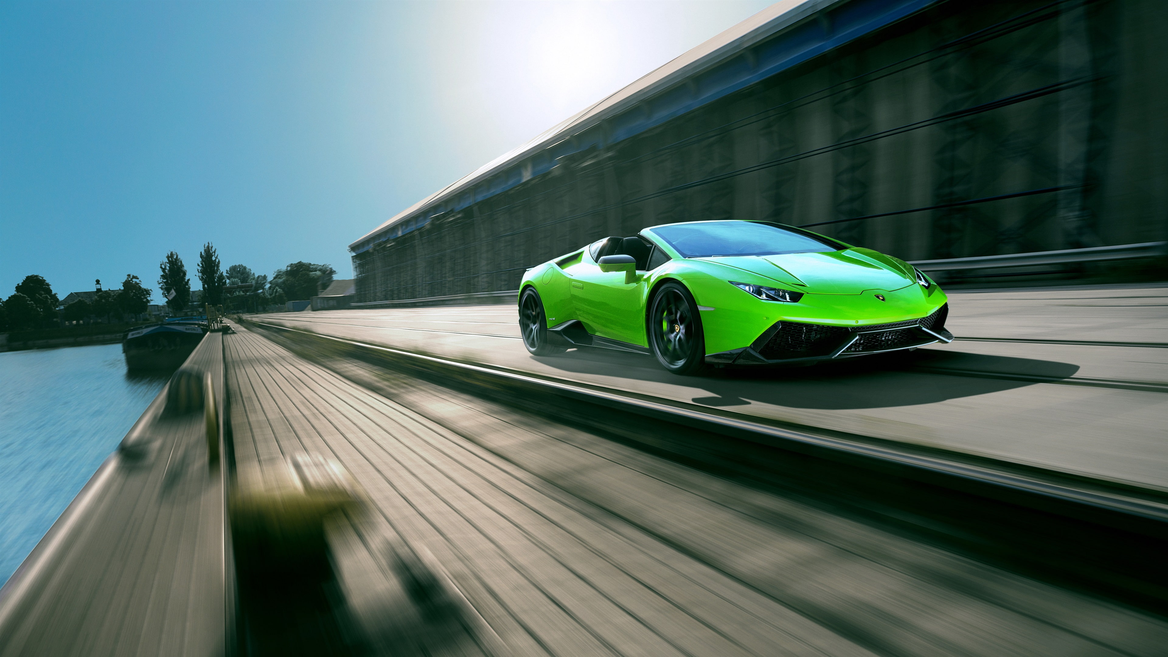 Lamborghini, Speed, Supercar, High, Spyder, 4K, Huracan, Green, HD Wallpaper