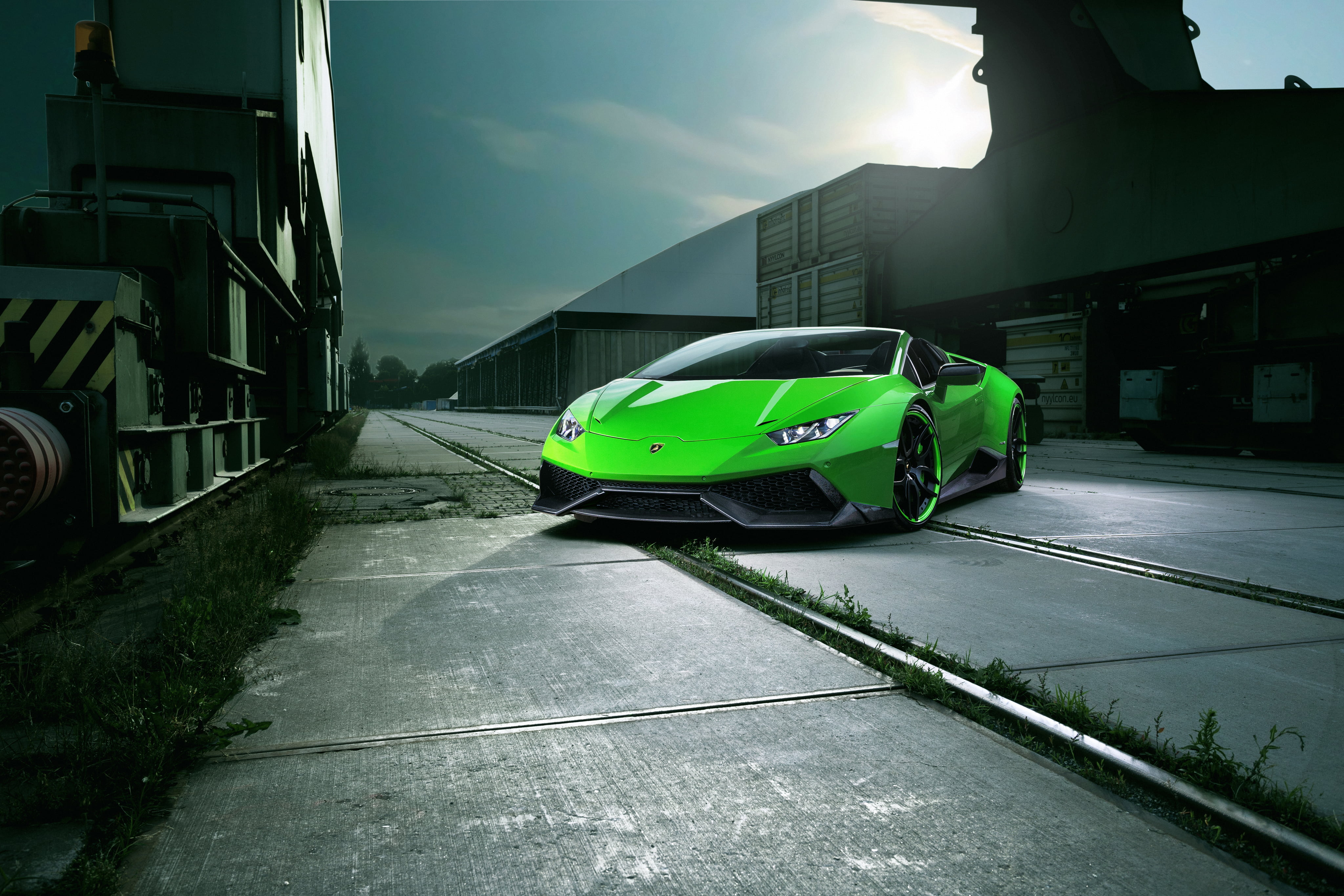 stationary, supercar, no People, day, sports Car, built structure, sky, public transportation, new, blurred Motion, travel, city, performance Car, green, HD Wallpaper