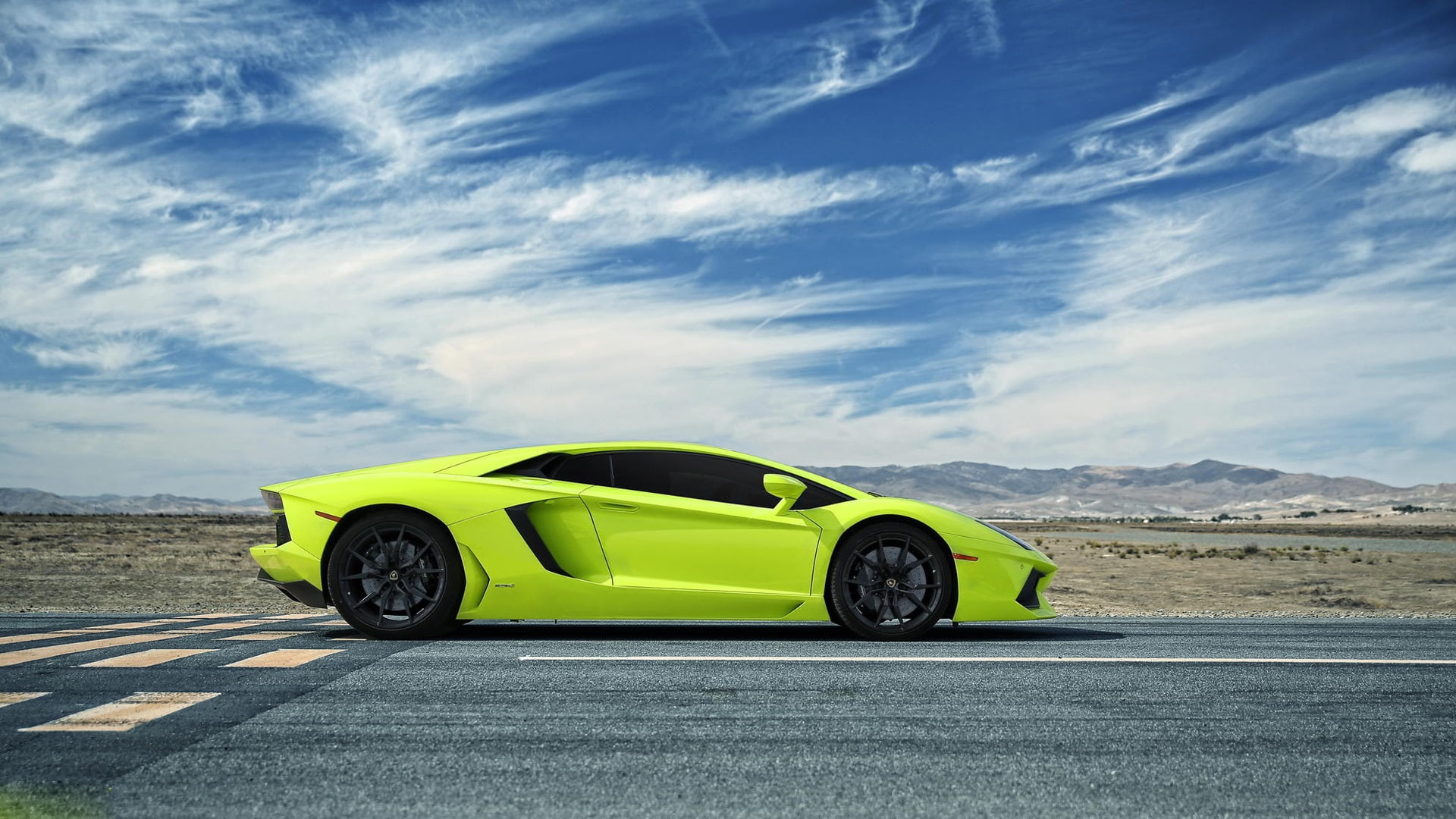 Side, 1080P, Supercar, View, Green, aventador, Lamborghini, HD Wallpaper