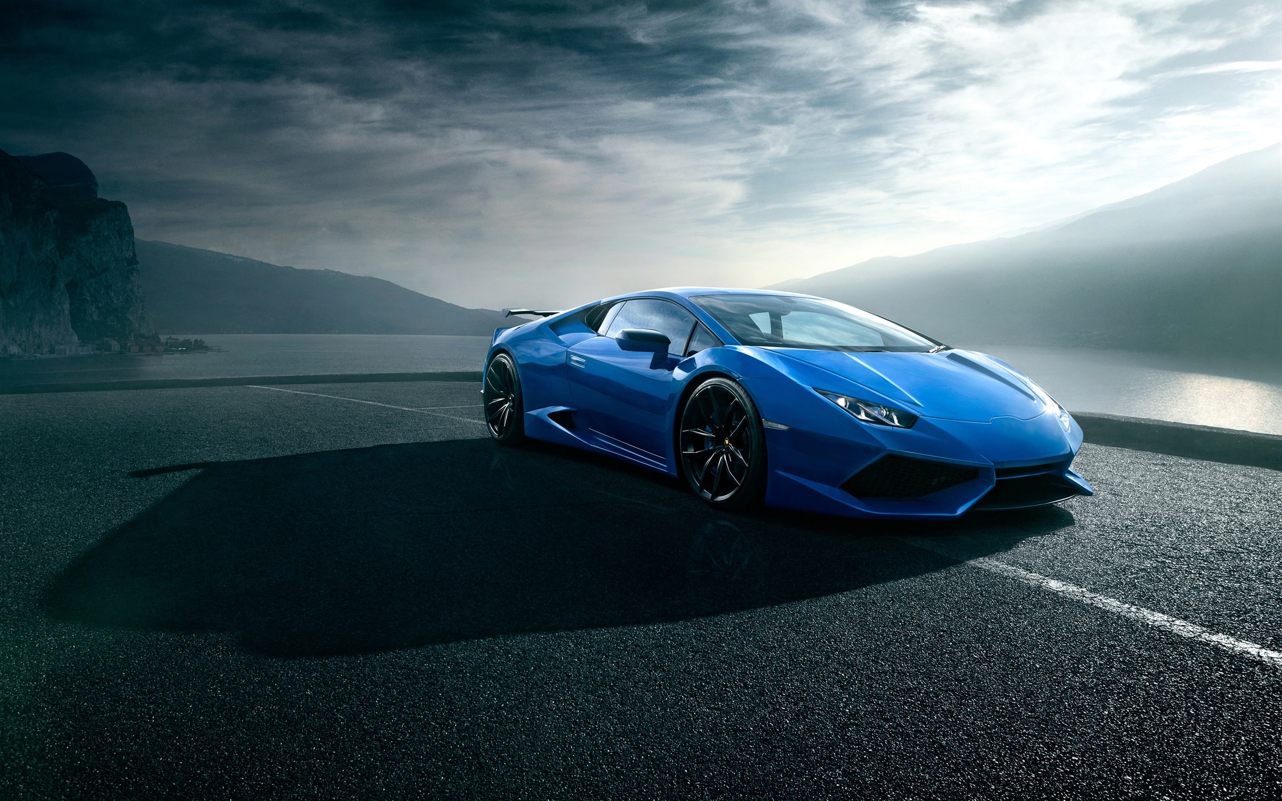 Lamborghini, Blue, Luxury, Road, Clouds, Huracan, 2K, Supercar, HD Wallpaper