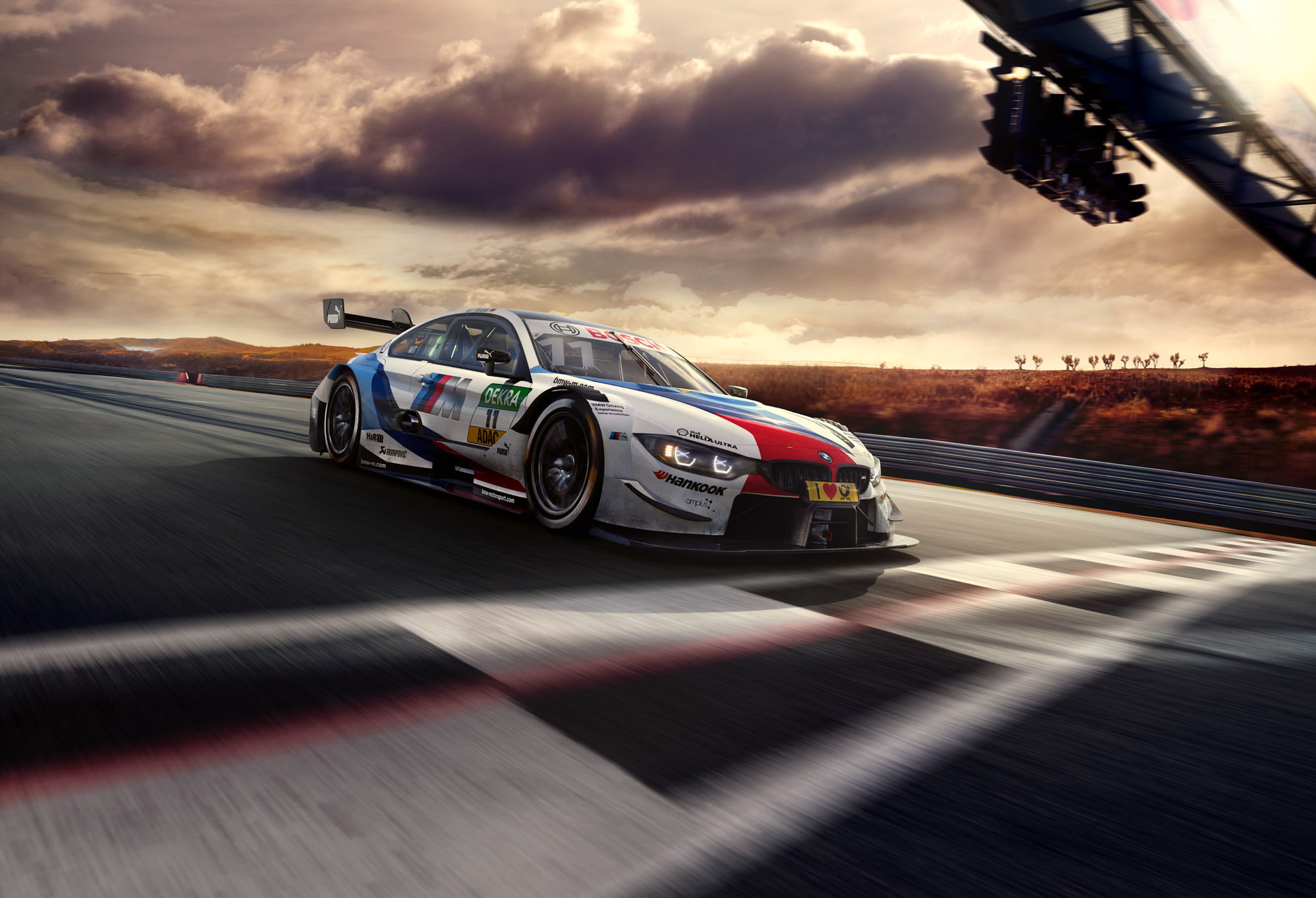 1080P, clouds, race cars, landscape, car, front angle view, sky, BMW, HD Wallpaper