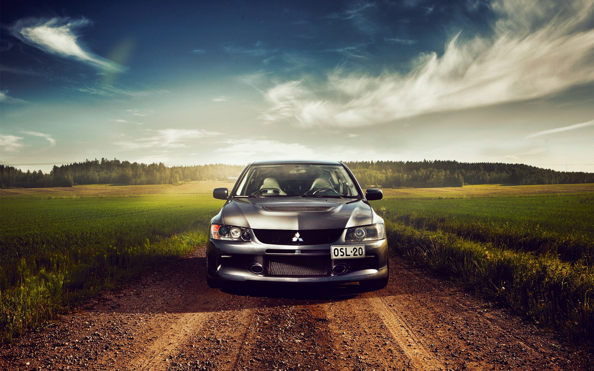 Car, 1080P, lancer, View, Mitsubishi, Front, HD Wallpaper