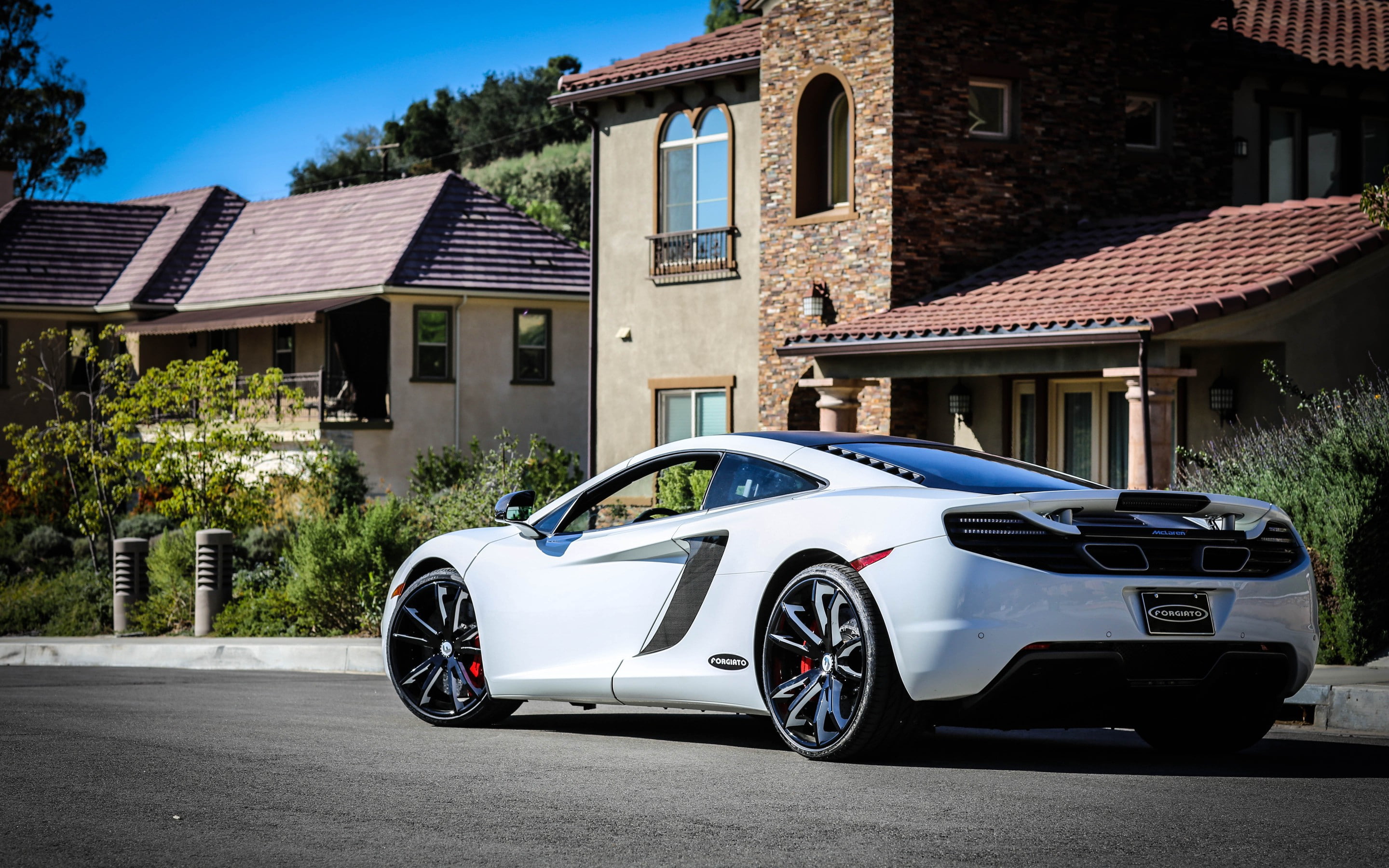 Supercar, black, car, 2K, forgiato, c, McLaren, mp, white, sports, Tuning, MP4-12C, HD Wallpaper