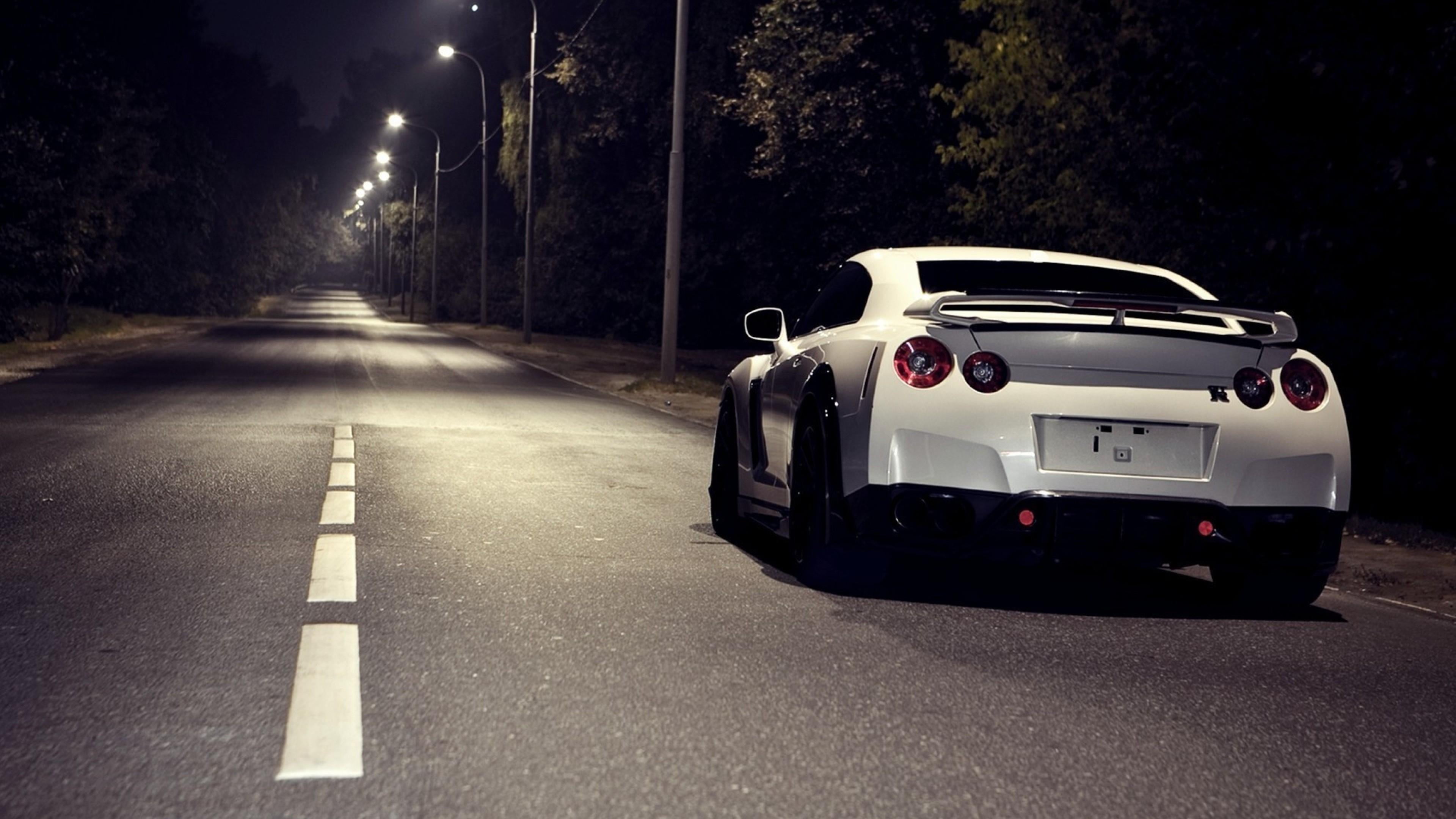 car, night, land vehicle, motor vehicle, the way forward, street, sign, r35, dark, road marking, motion, road, marking, outdoors, illuminated, no people, HD Wallpaper