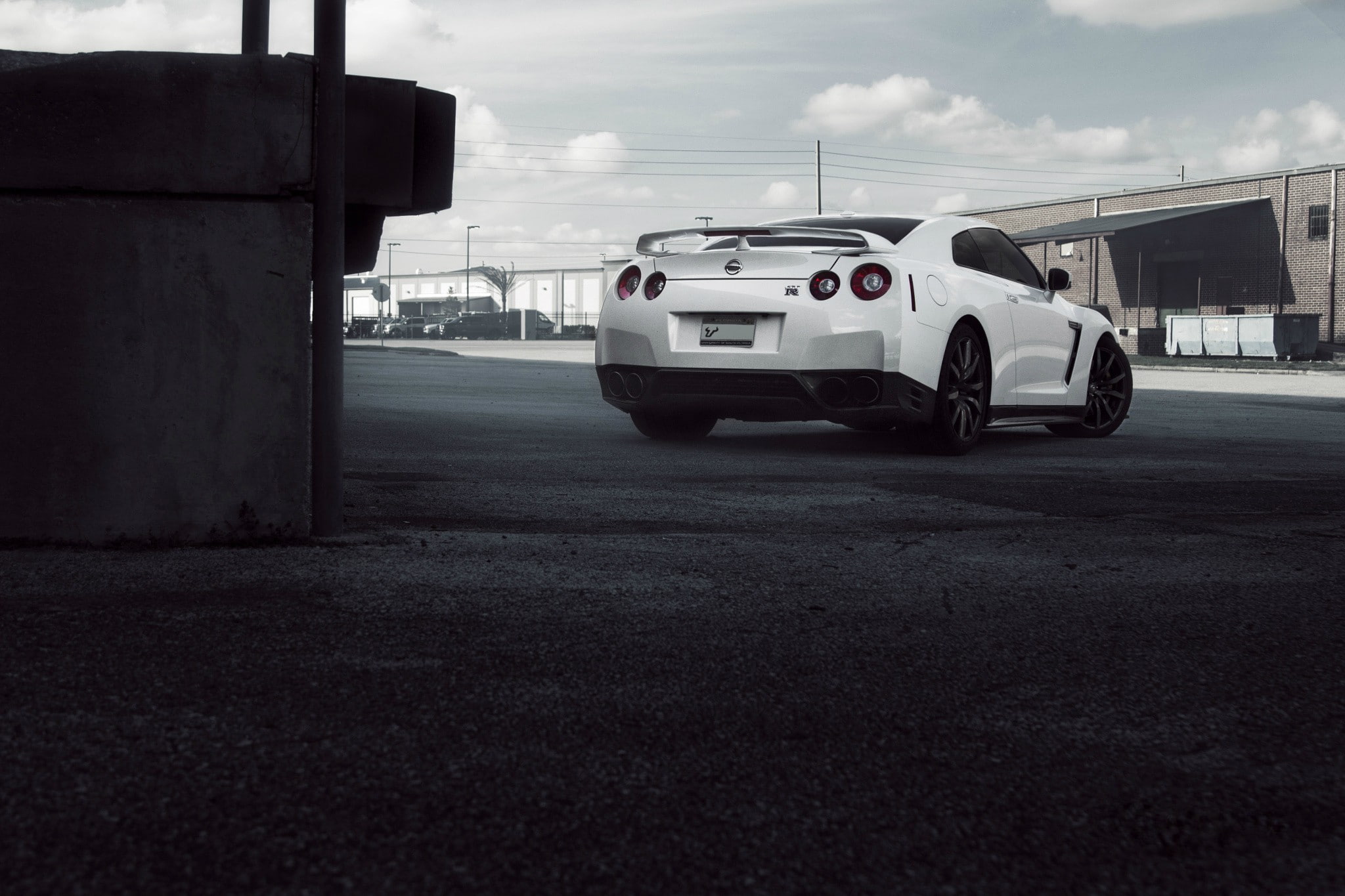 car, cloud - sky, street, day, building exterior, motor vehicle, Nissan GTR, nature, Nissan Skyline GT-R R35, built structure, garage, sign, road, city, HD Wallpaper