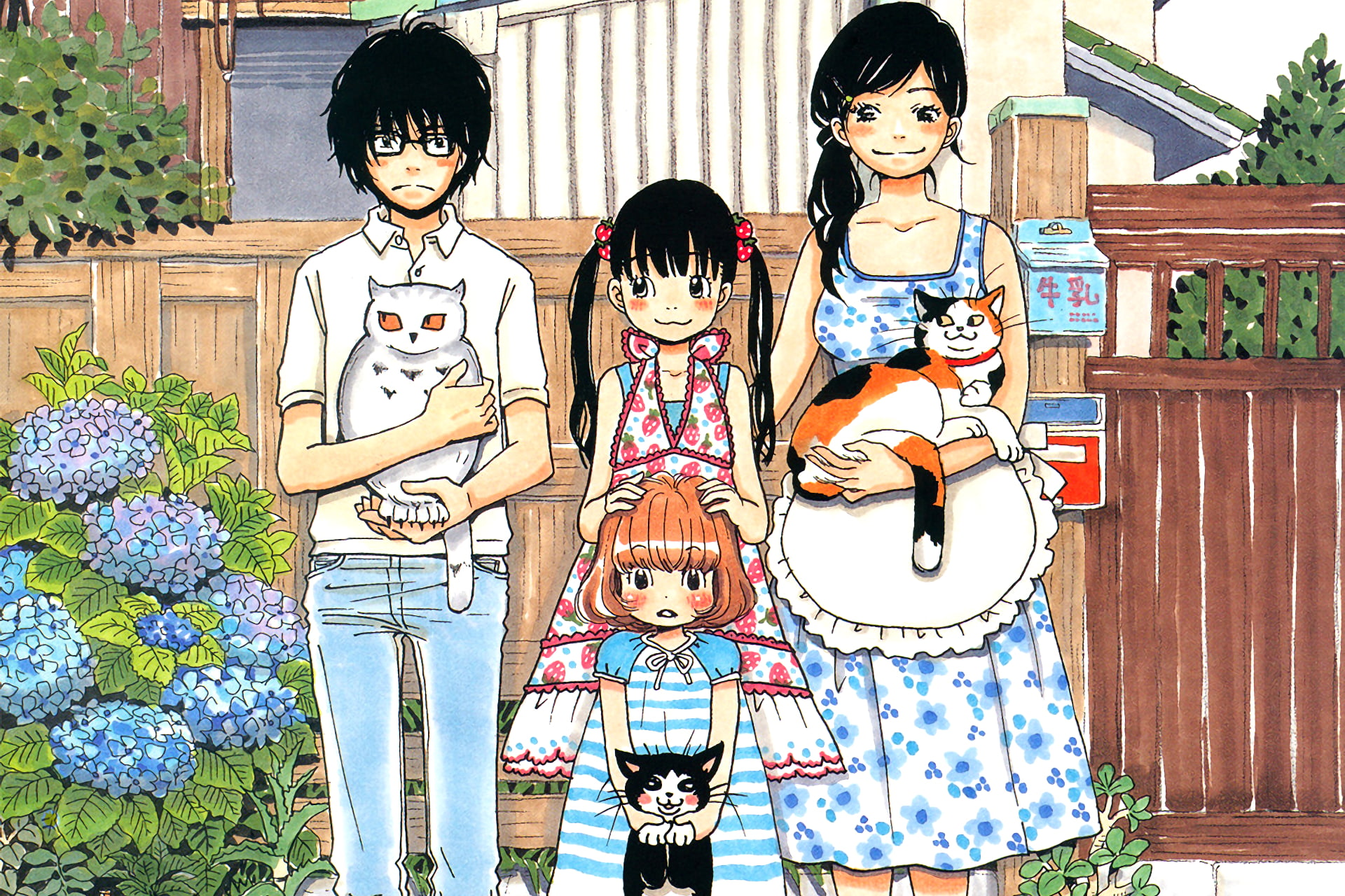 Kiriyama Rei, halloween, 3-gatsu no Lion, childhood, sister, Kawamoto Momo, outdoors, built structure, manga, female likeness, portrait, male likeness, HD Wallpaper