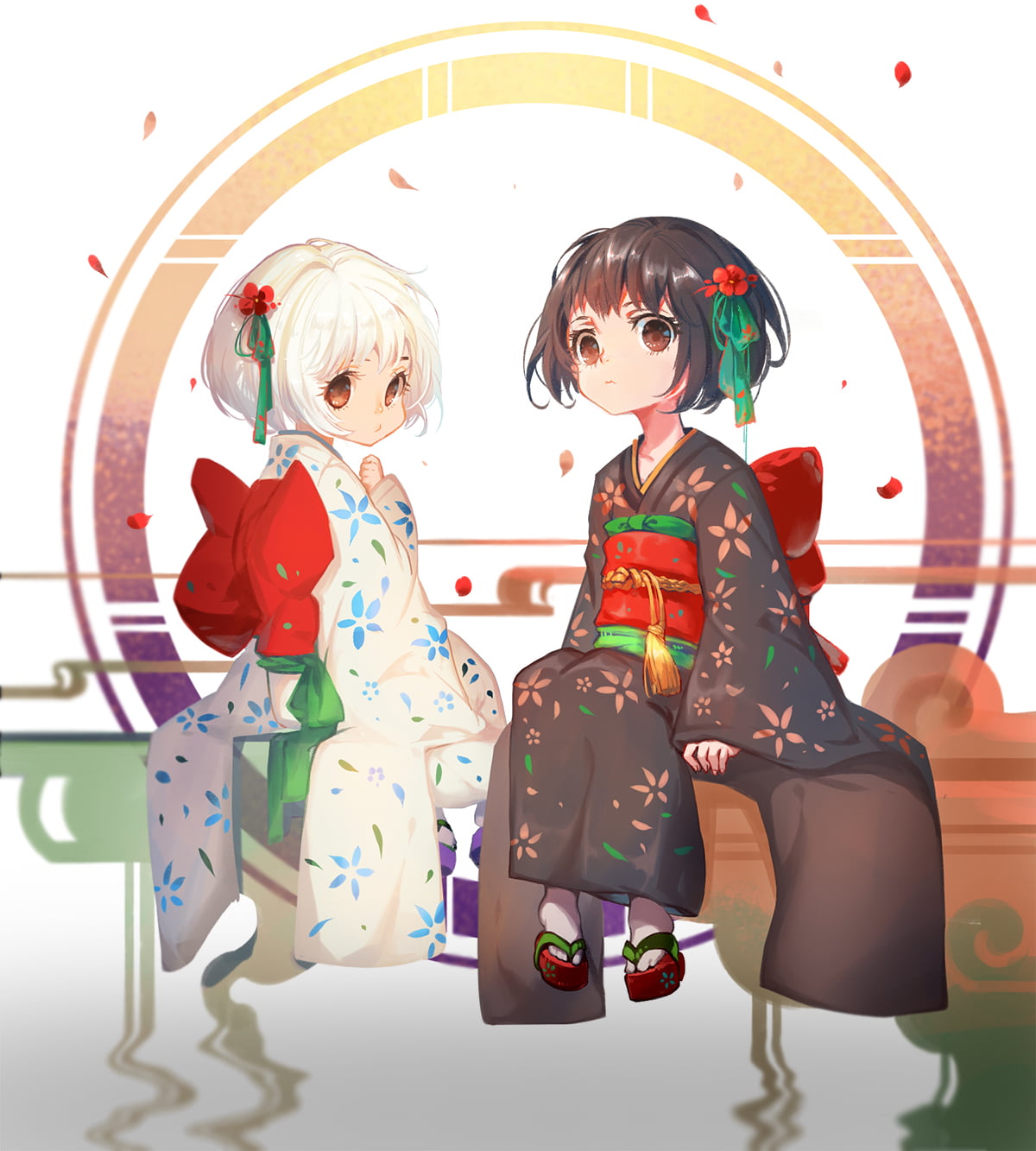Japanese kimono, emotion, child, 720P, women, clothing, boys, innocence, fashion, loli, offspring, togetherness, females, short hair, childhood, casual clothing, Phone HD Wallpaper