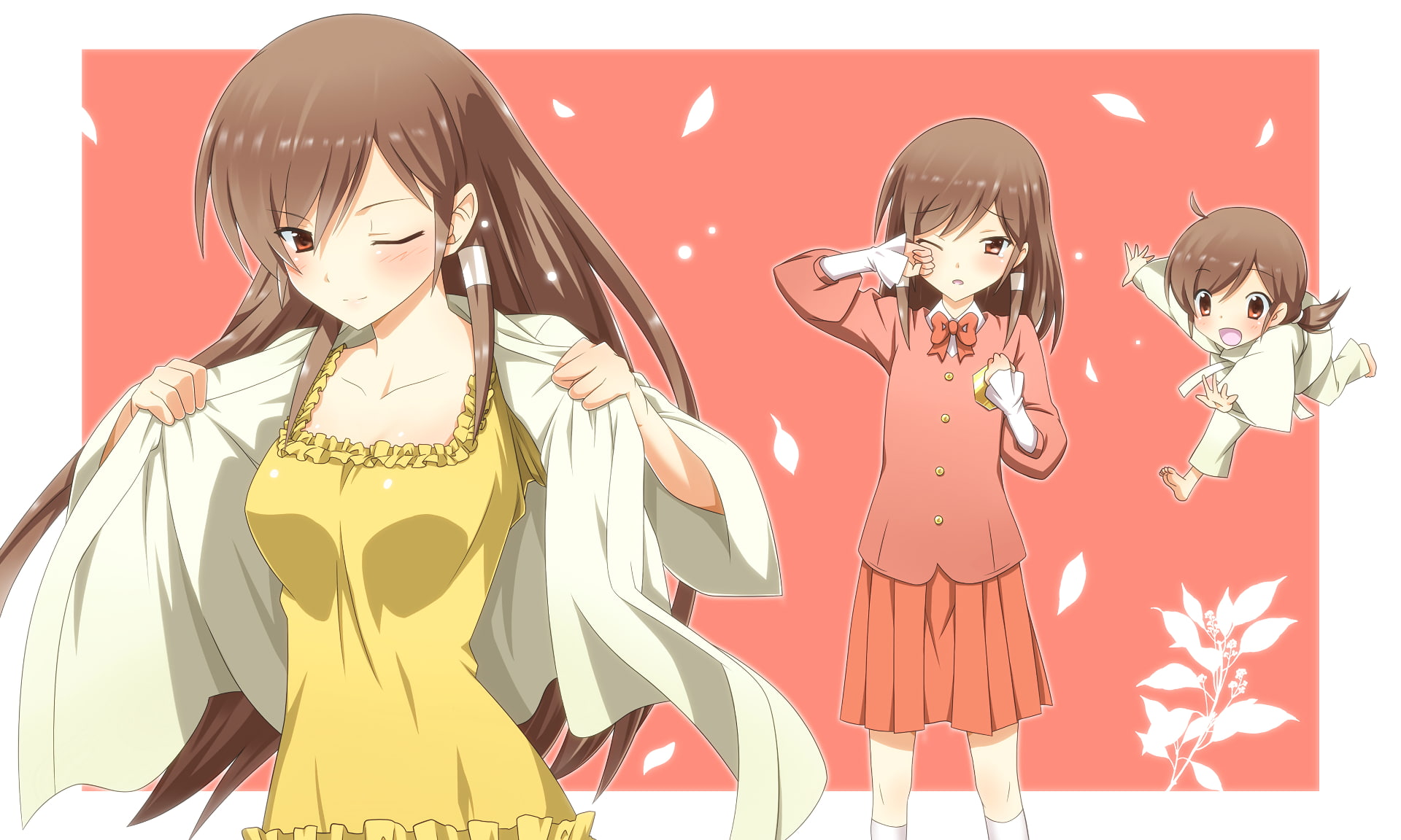 long hair, happiness, 1080P, school uniform, childhood, females, girls, standing, people, teenager, child, anime girls, smiling, innocence, The World Only God Knows, HD Wallpaper