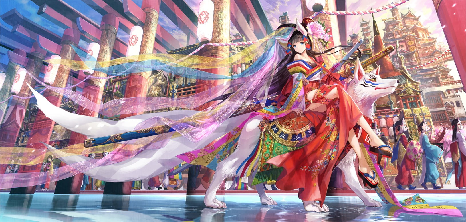 leisure activity, people, 720P, women, lifestyles, real people, digital, group of people, artwork, multi colored, female, full length, katana, clothing, HD Wallpaper