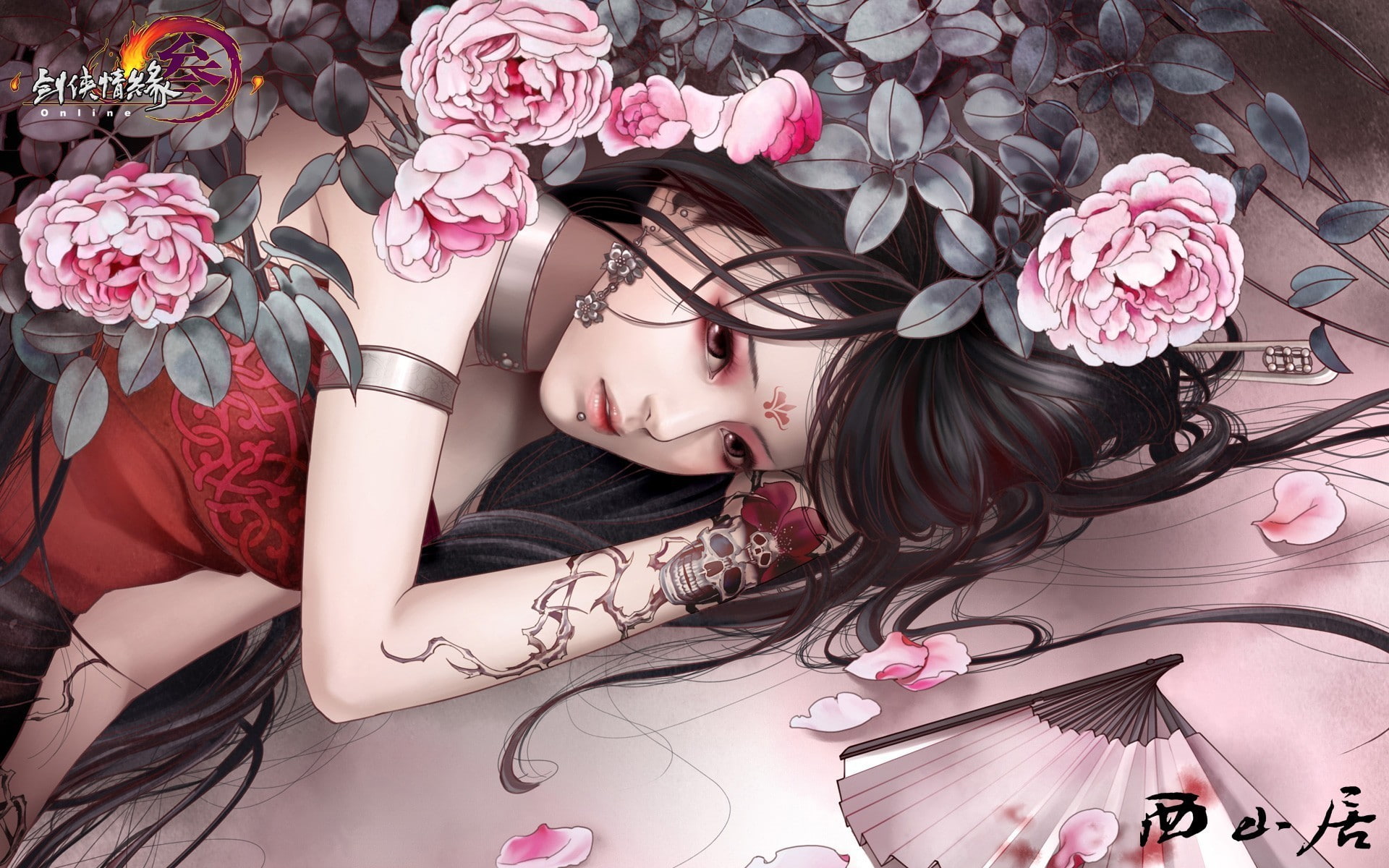 asian, tattoo, JX, women, girls, females, babes, 1080P, oriental, Online, fantasy, HD Wallpaper