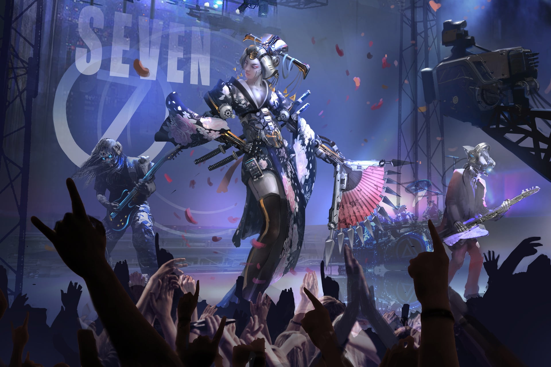 Geisha, Sci Fi, Musician, Robot, 1080P, Cyborg, Concert, HD Wallpaper