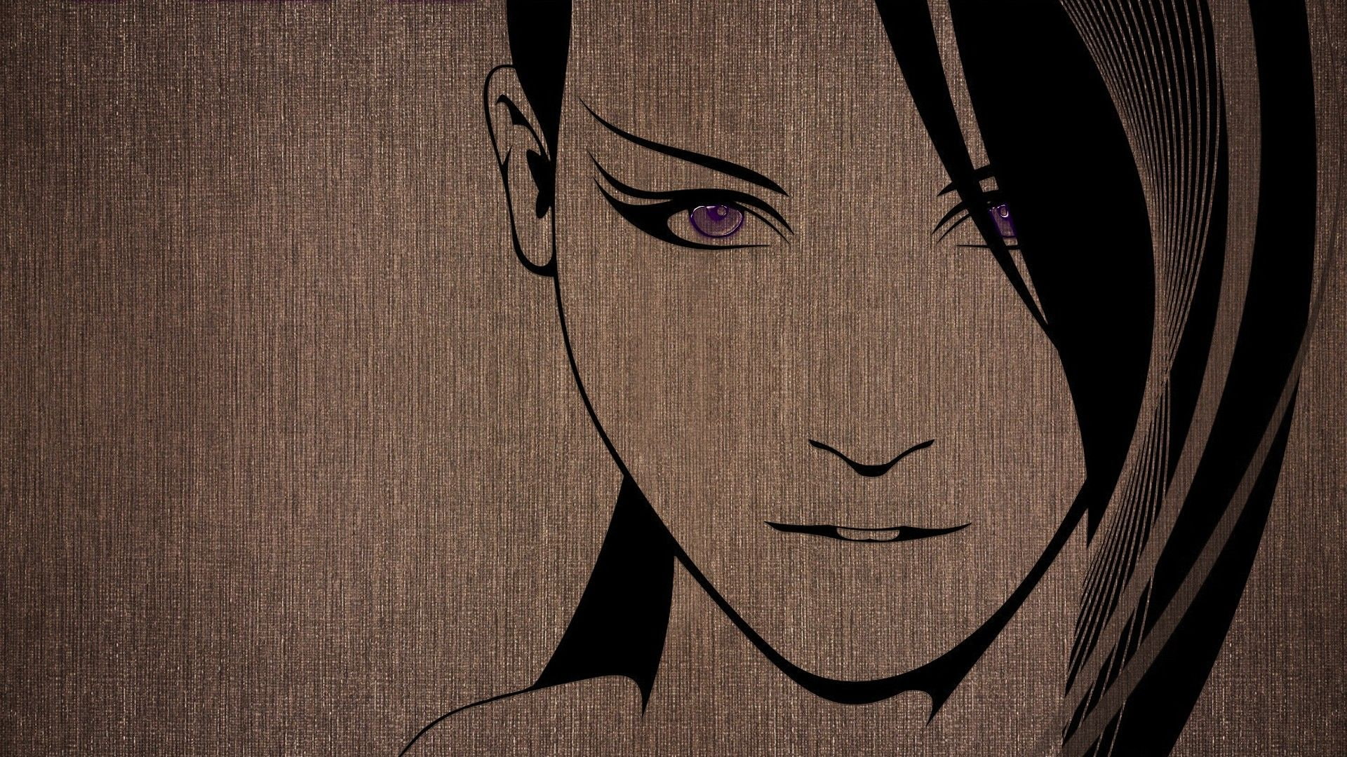 women, purple eyes, geisha, 1080P, digital art, brunettes, minimalistic, art, drawings, hd, faces, HD Wallpaper