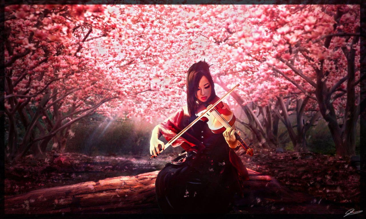 geisha, 720P, violin, HD Wallpaper