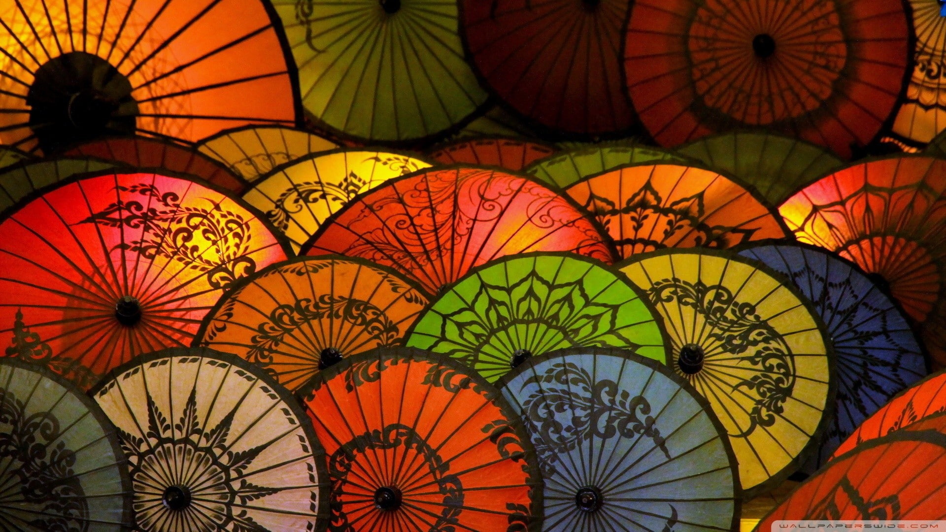 1080P, Japanese umbrella, umbrella, HD Wallpaper