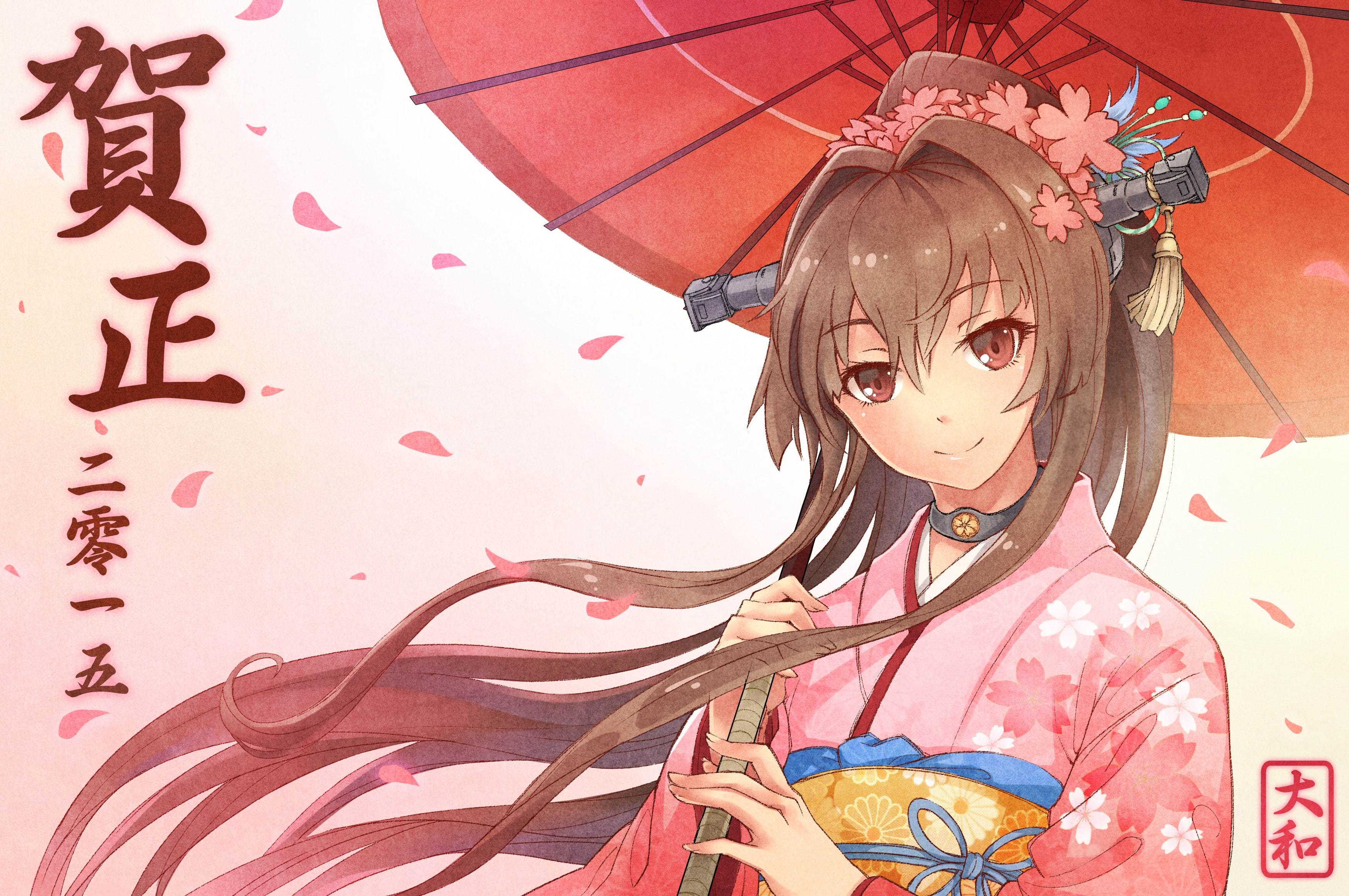 anime girls, art and craft, Yamato (KanColle), women, 2K, Japanese clothes, hair ornament, leisure activity, indoors, lifestyles, portrait, females, holding, HD Wallpaper