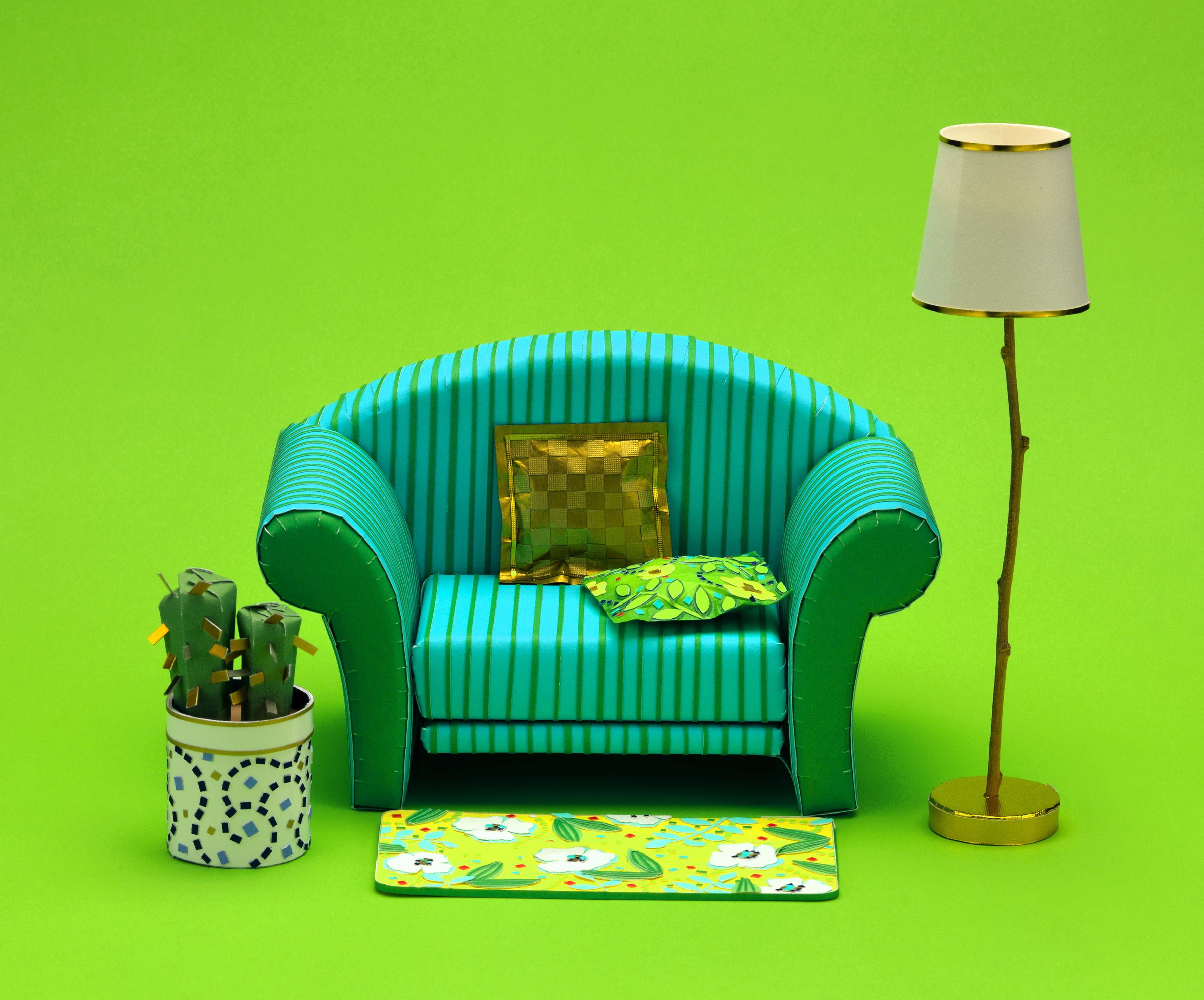 nature, design, green color, can, furniture, sofa, indoors, no People, luxury, plant, seat, table, apartment, modern, chair, lamp, lighting equipment, colored background, HD Wallpaper