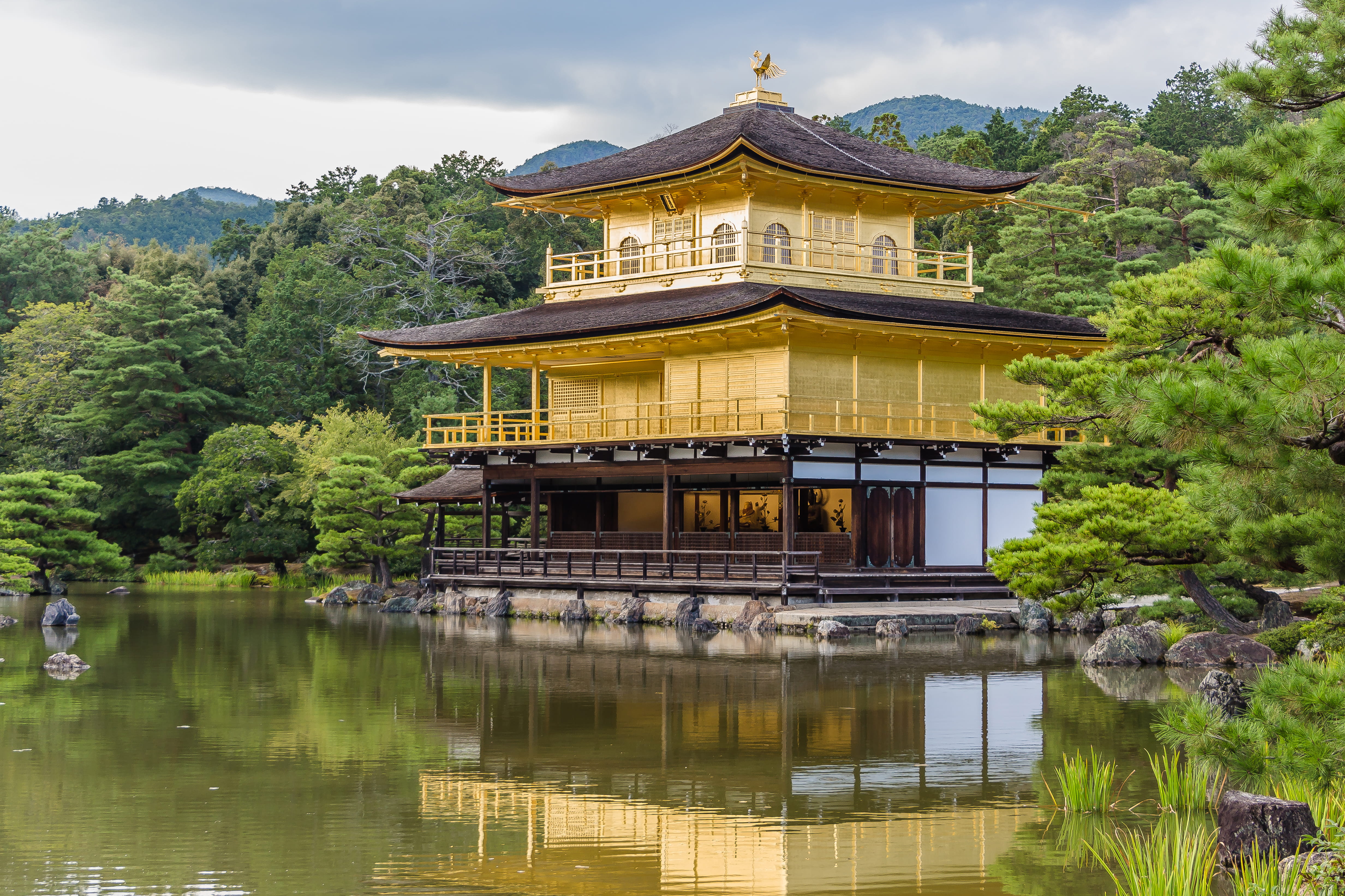 day, building, nature, tree, building exterior, classical style, reflection, water, temple, architecture, built structure, green color, no people, gardens, HD Wallpaper