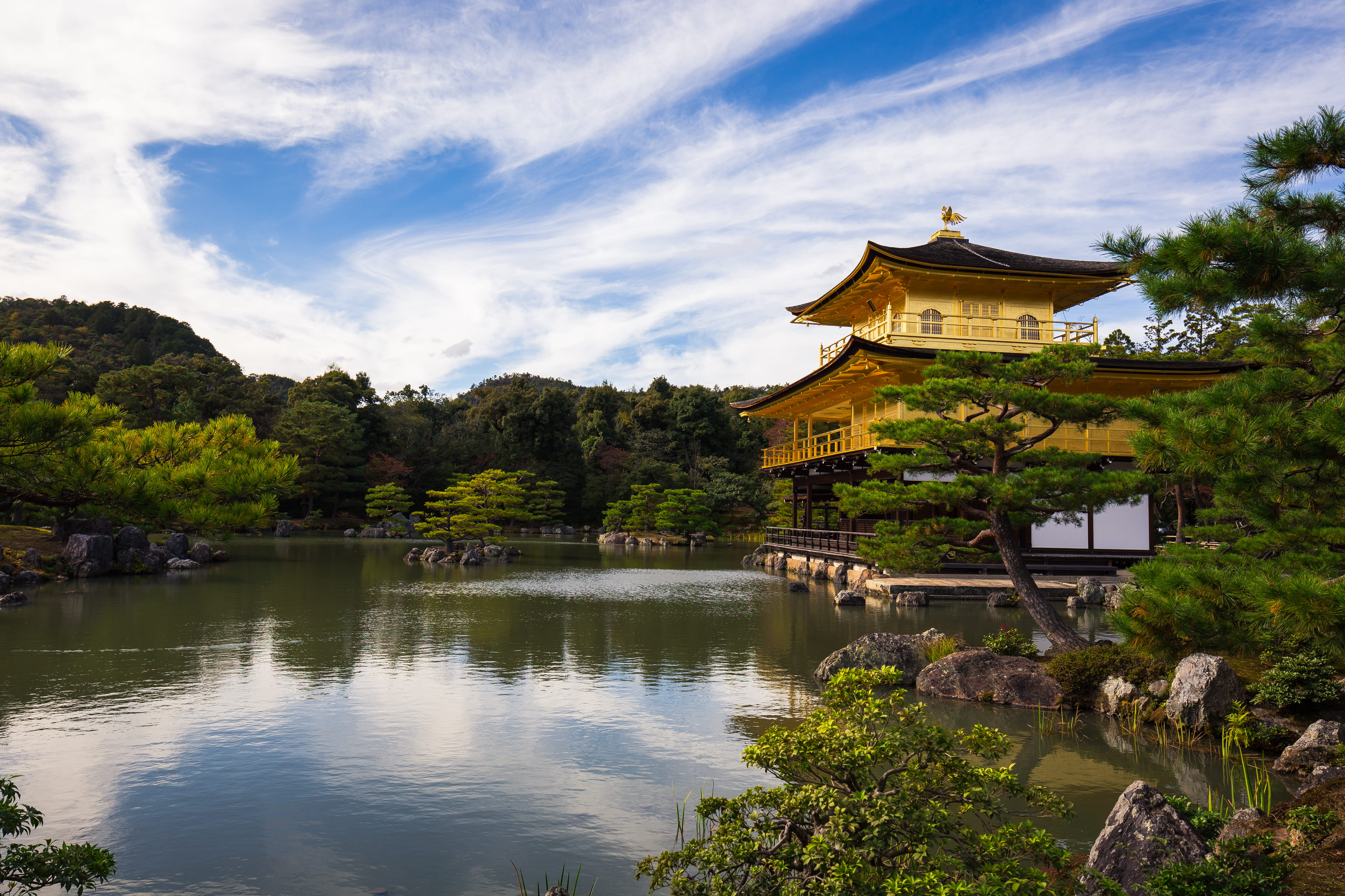 lake, asia, waterfront, 5K, shrine, built structure, temple, sky, religion, plant, outdoors, architecture, cloud - sky, no people, japan, belief, nature, HD Wallpaper