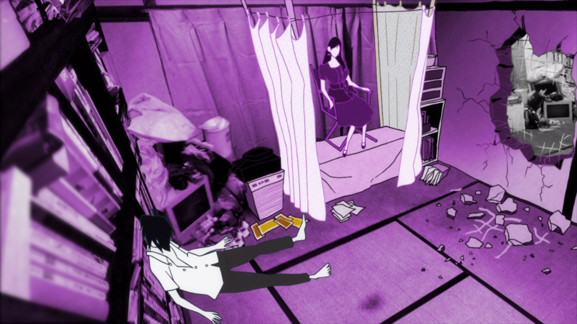 illuminated, Watashi, stage, men, entertainment occupation, Yojouhan Shinwa Taikei, auto post production filter, guitar, anime, real people, purple, indoors, HD Wallpaper