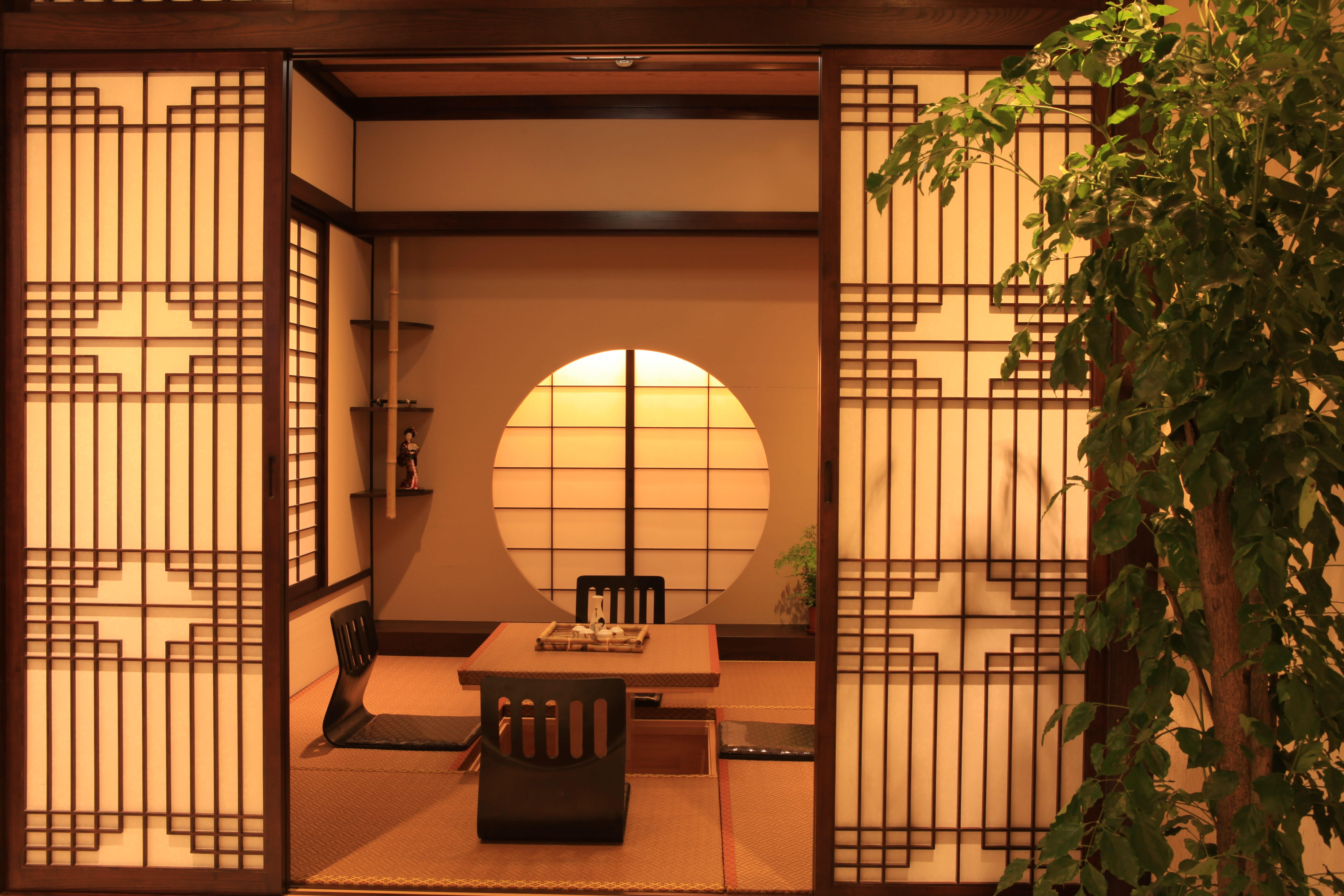 ceiling, luxury, japanese, door, 5K, wall - building feature, lighting equipment, architecture, staircase, orange color, indoors, railing, built structure, HD Wallpaper
