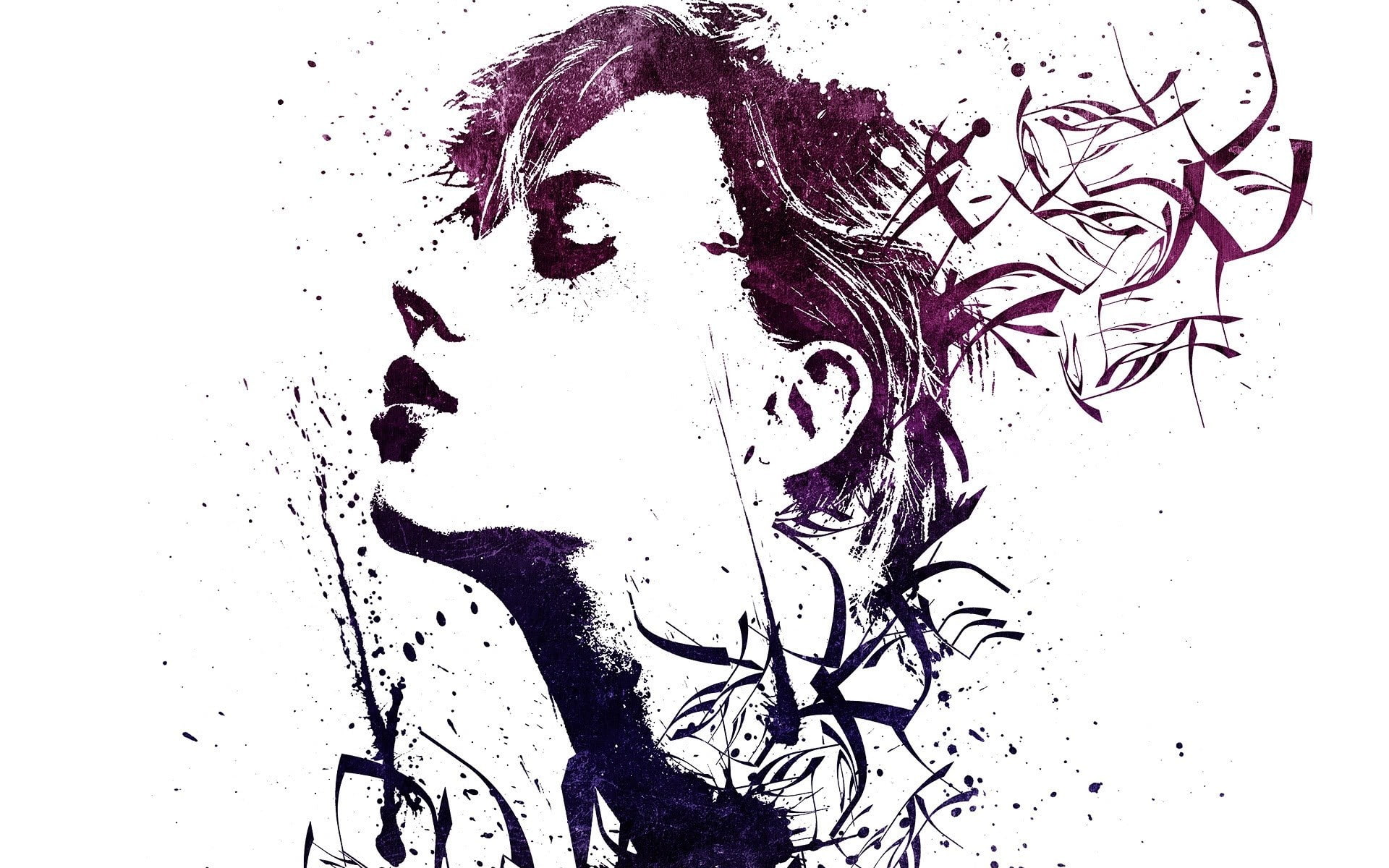 Scarlett Johansson, artwork, paint splatter, 1080P, Alex Cherry, HD Wallpaper