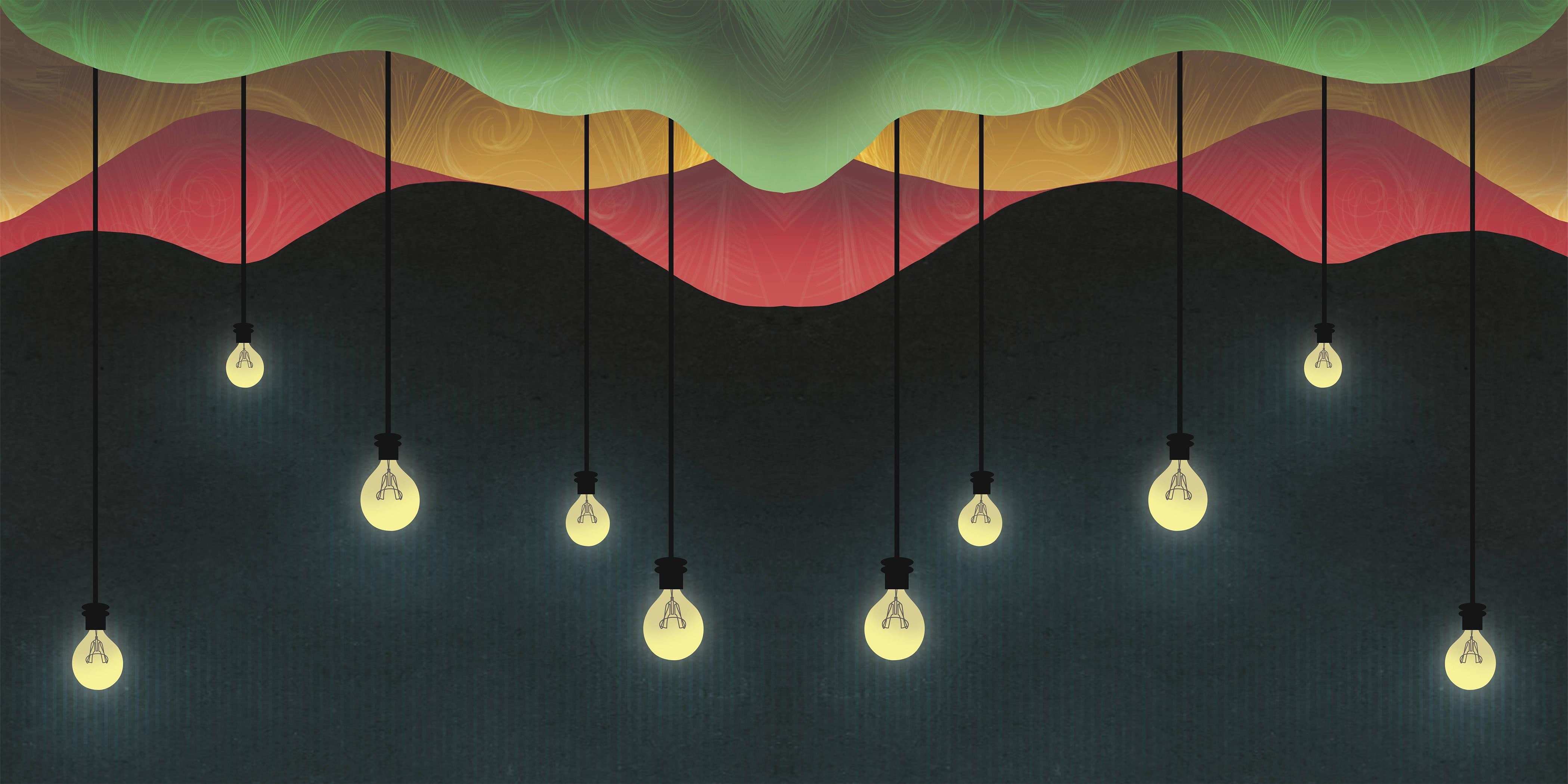 indoors, performing arts event, pattern, chinese lantern festival, stage, multi colored, 4K, light bulb, ceiling, electricity, theatrical performance, HD Wallpaper