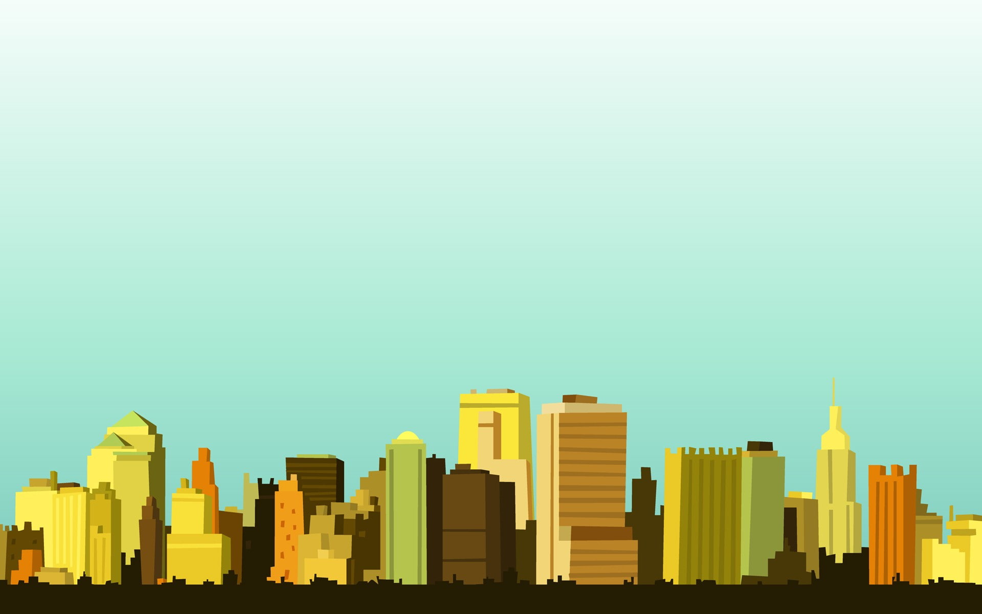 skyscraper, buildings, office, copy space, outdoors, tall - high, minimalism, artwork, yellow, 1080P, financial district, architecture, built structure, HD Wallpaper