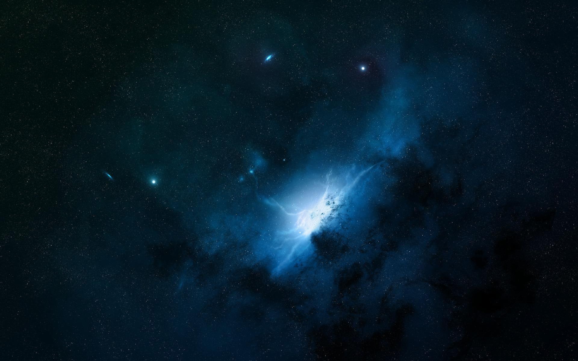 blue, nighttime, universe, white, 1080P, space, lighten, star, nebula, 1920x1200, stars, HD Wallpaper