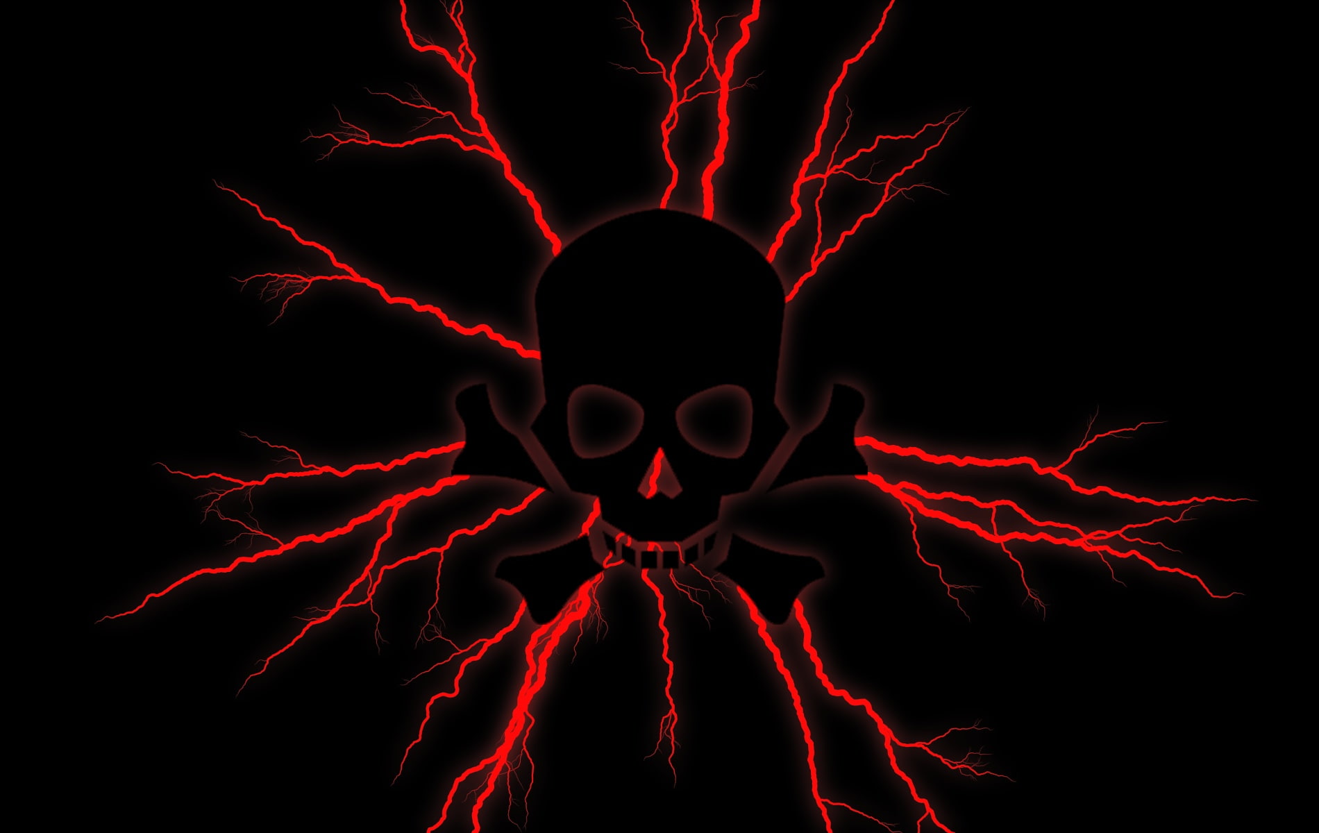 720P, red, lightening, skull, HD Wallpaper