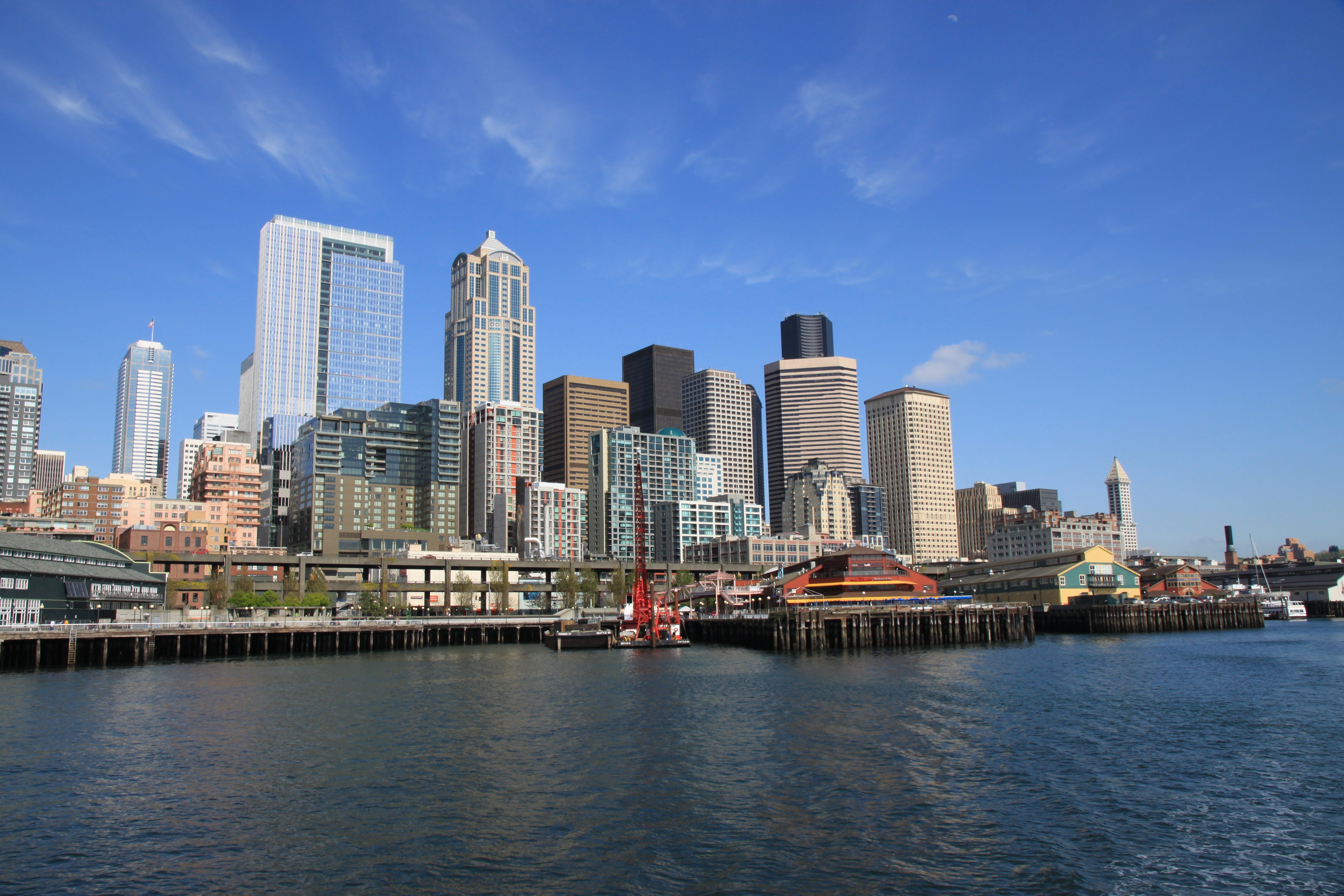 modern, travel destinations, water, photography, downtown District, office, city, skyscraper, near, no people, financial district, outdoors, waterfront, HD Wallpaper