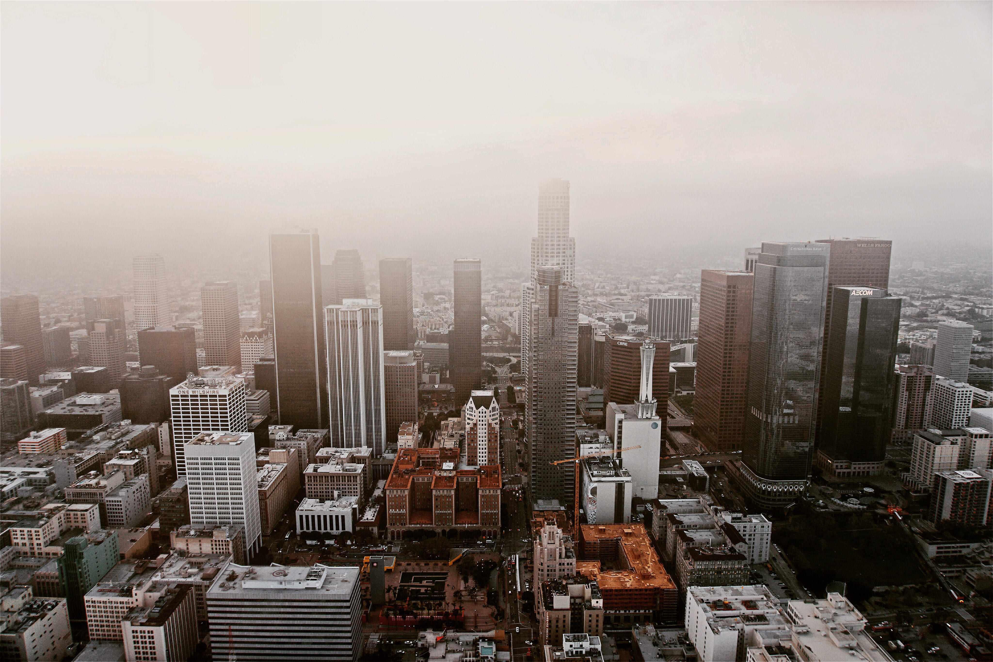 gloomy, nature, building, helicopter, high, architectural, buildings, city, urban skyline, cloud, residential district, financial district, white, downtown, HD Wallpaper