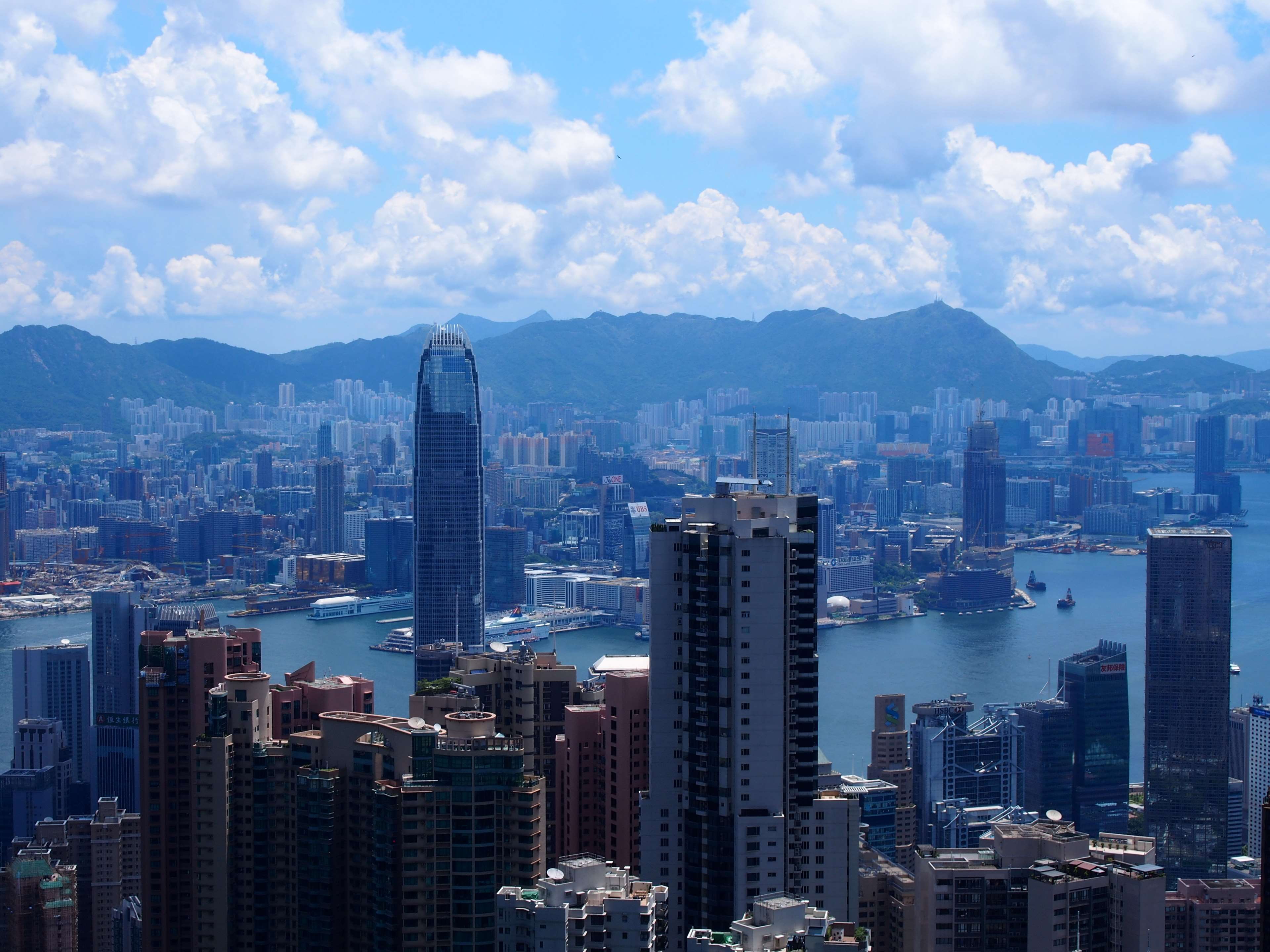 nature, sky, cityview, outdoors, blue sky, urban skyline, no people, residential district, building, cityscrapers, mountain, cityline, mountain range, skyline, HD Wallpaper
