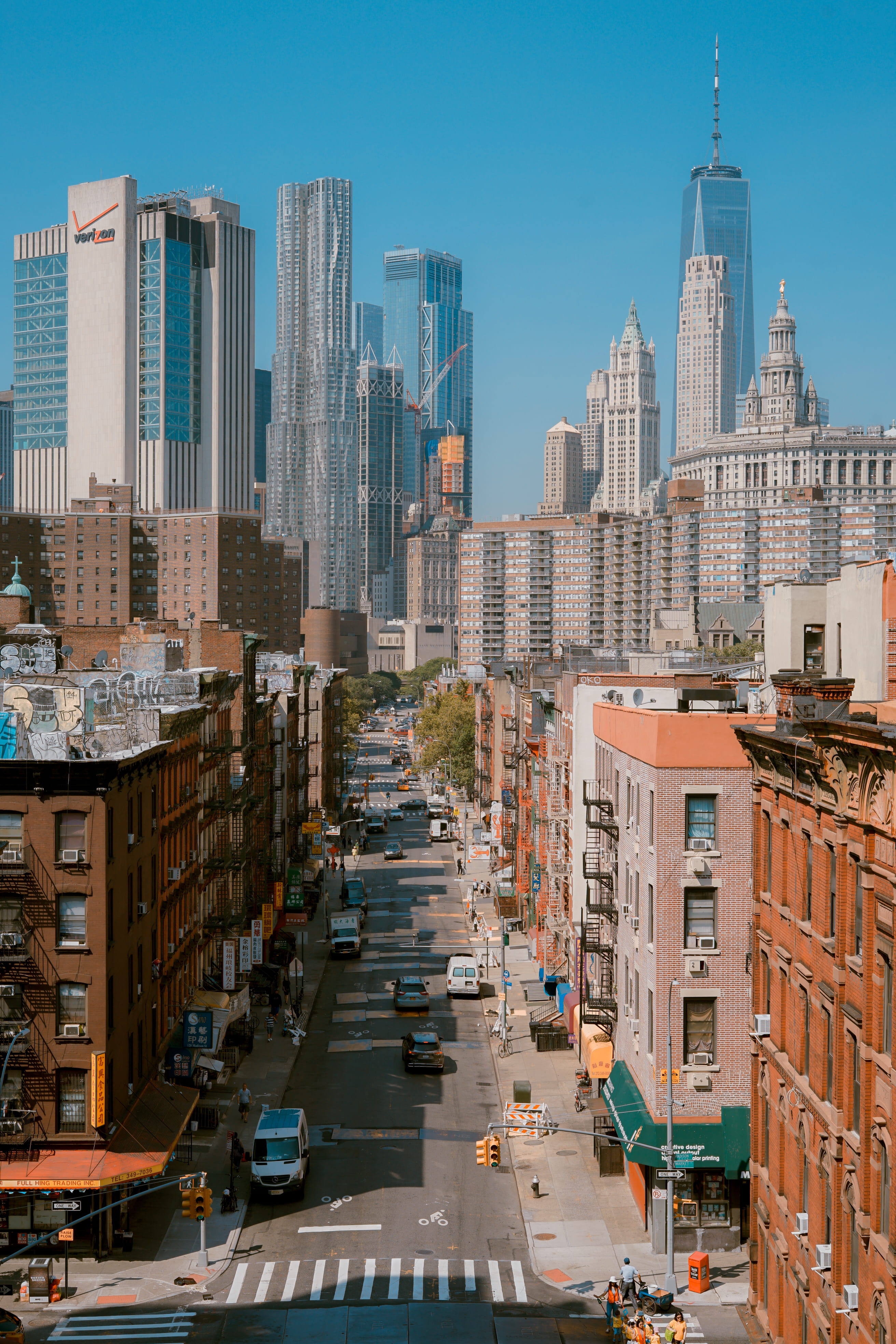 tower, skyline, city Life, cityline, architectural, city scape, outdoors, travel Destinations, road, building Exterior, neighborhood, sunlight, urban Scene, Phone HD Wallpaper