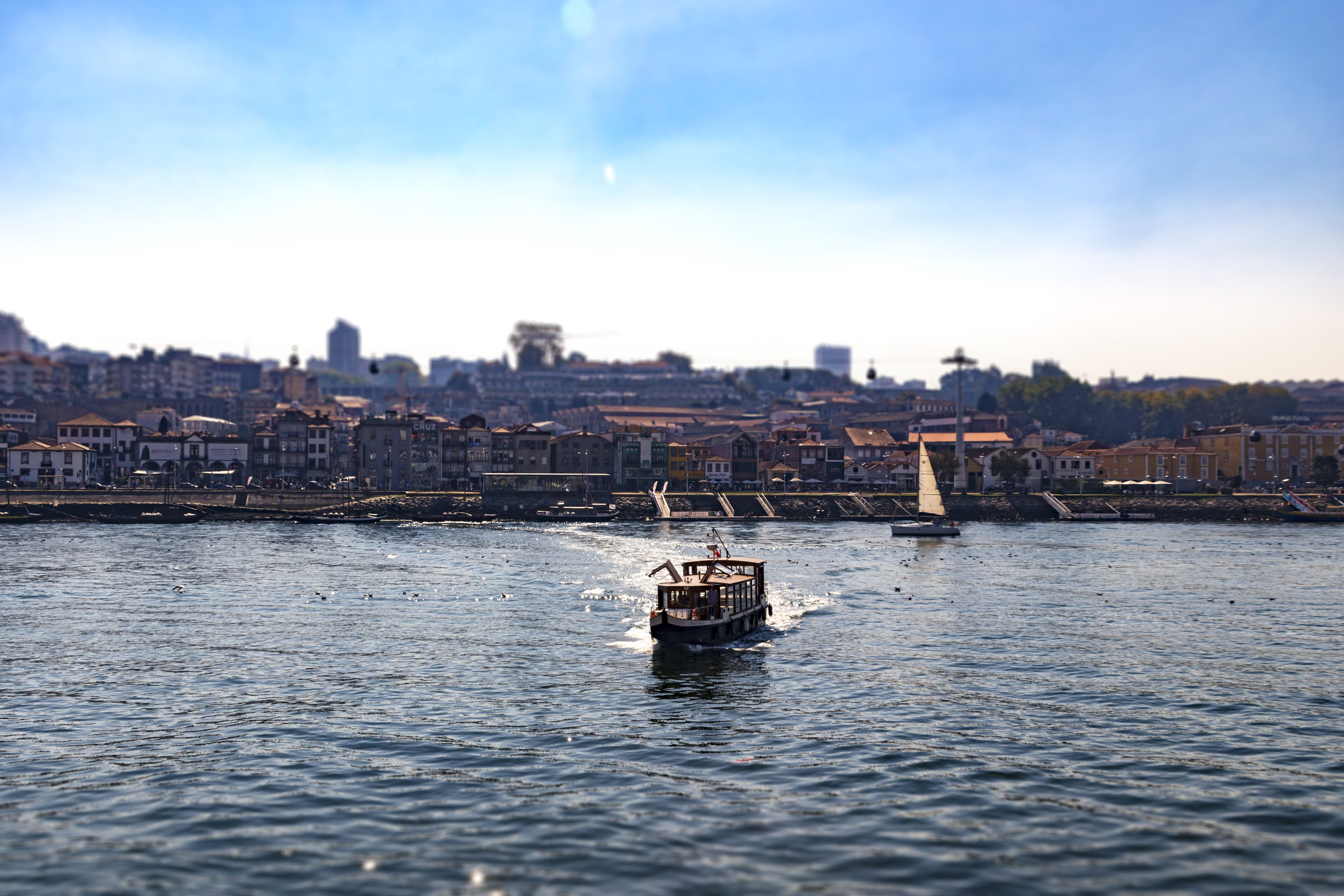 building exterior, nautical vessel, landscape, river, architecture, nature, porto, travel, city, day, cityscape, cloud - sky, sky, no people, boat, passenger craft, HD Wallpaper