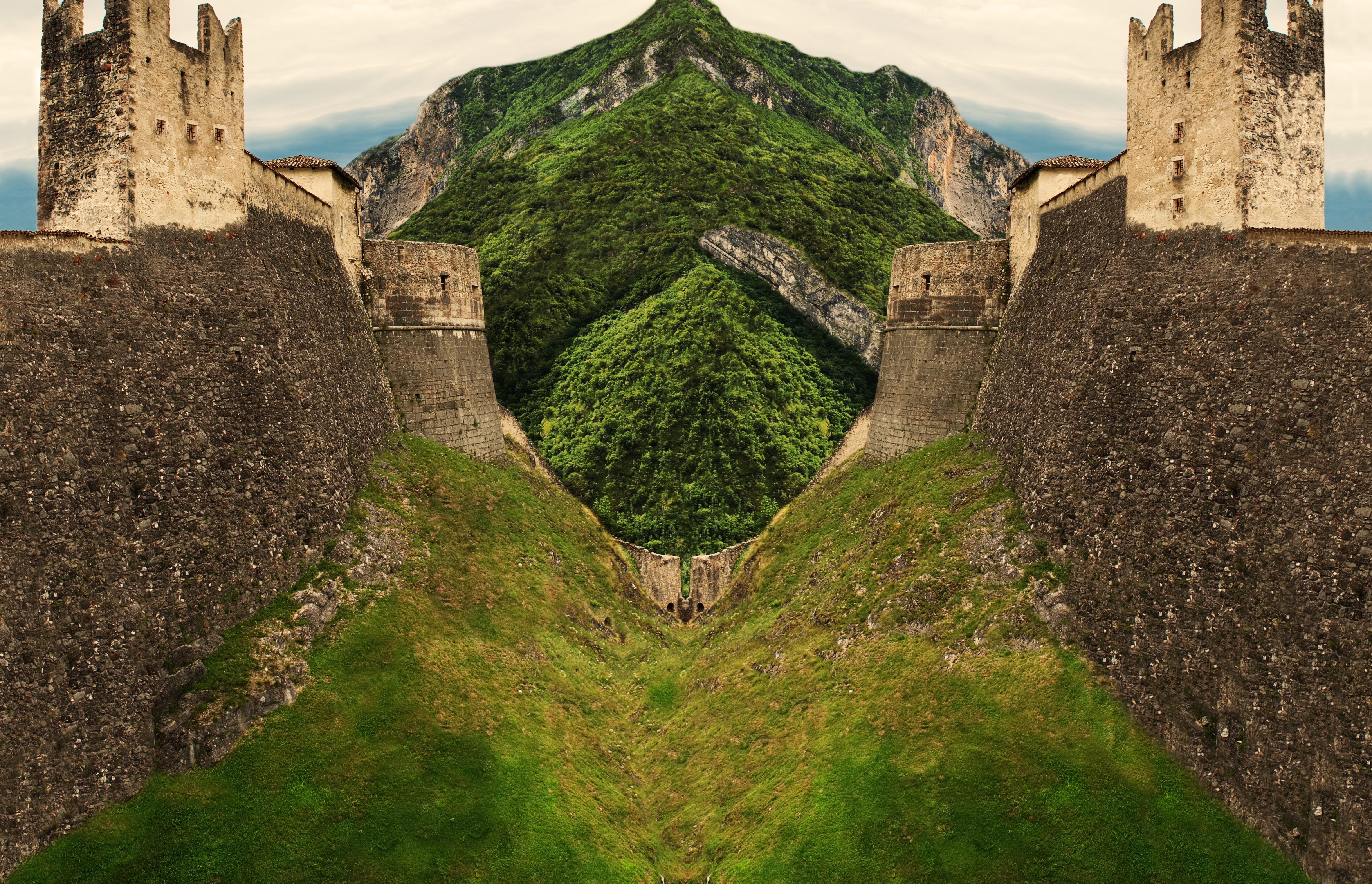 architecture, symmetry, castle, moat, old ruin, relfection, travel destinations, ruins, vistum, no people, wall, outdoors, plant, photography, greenery, HD Wallpaper