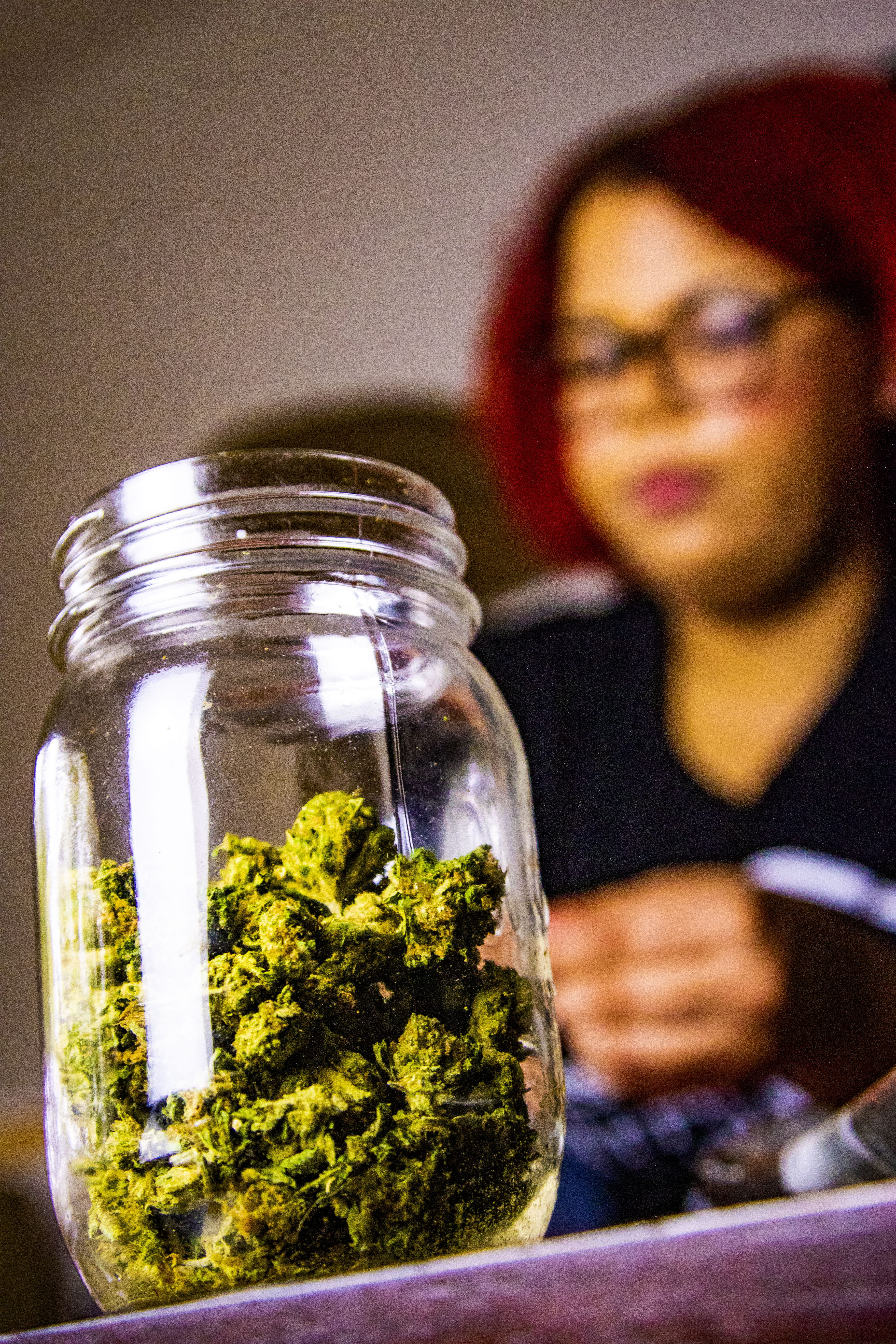 glass, cannabis, portrait, relfection, one person, food, jar, human, jar of weed, leisure activity, focus, headshot, person, indoors, casual clothing, glasses, Phone HD Wallpaper