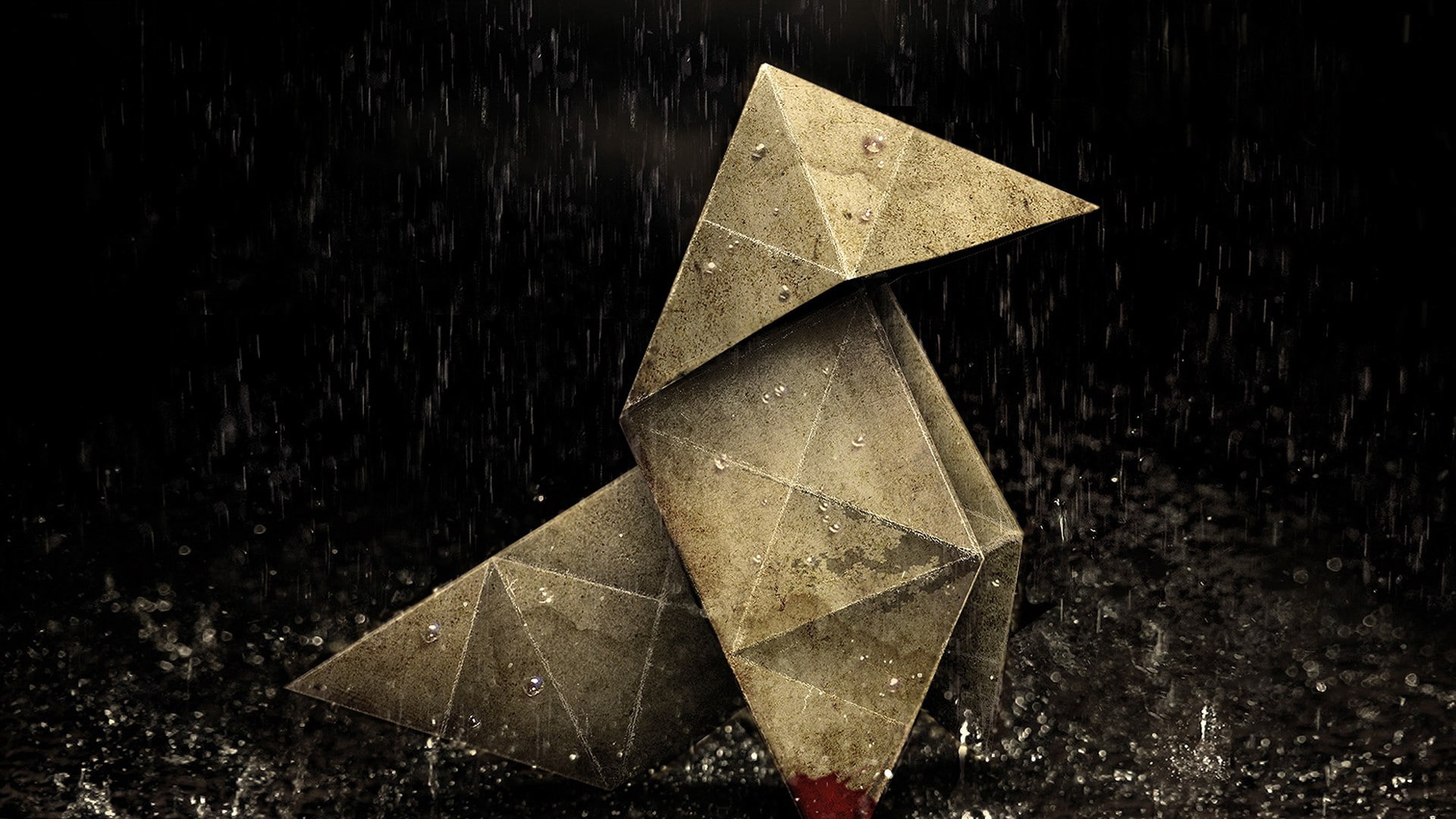 origami, rain, heavy rain, blood, video games, 1080P, HD Wallpaper