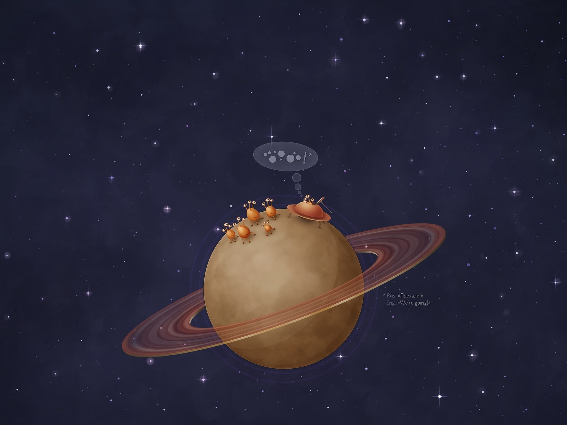 space, flying saucers, Saturn, planet, 1080P, HD Wallpaper