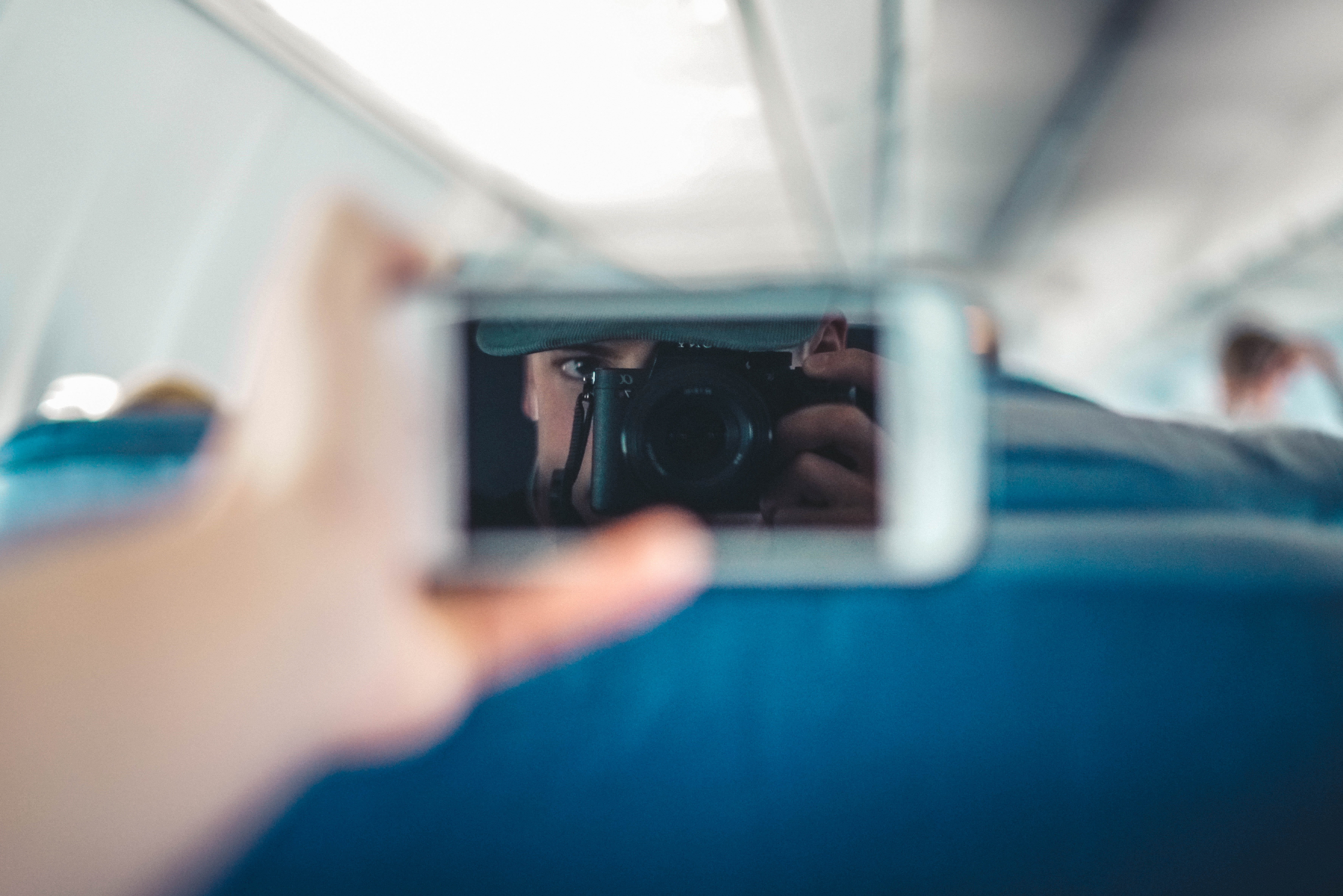 human hand, communication, human body part, transportation, one person, camera, life, photography themes, sky, relfect, live, plane, clean, adult, 5K, HD Wallpaper