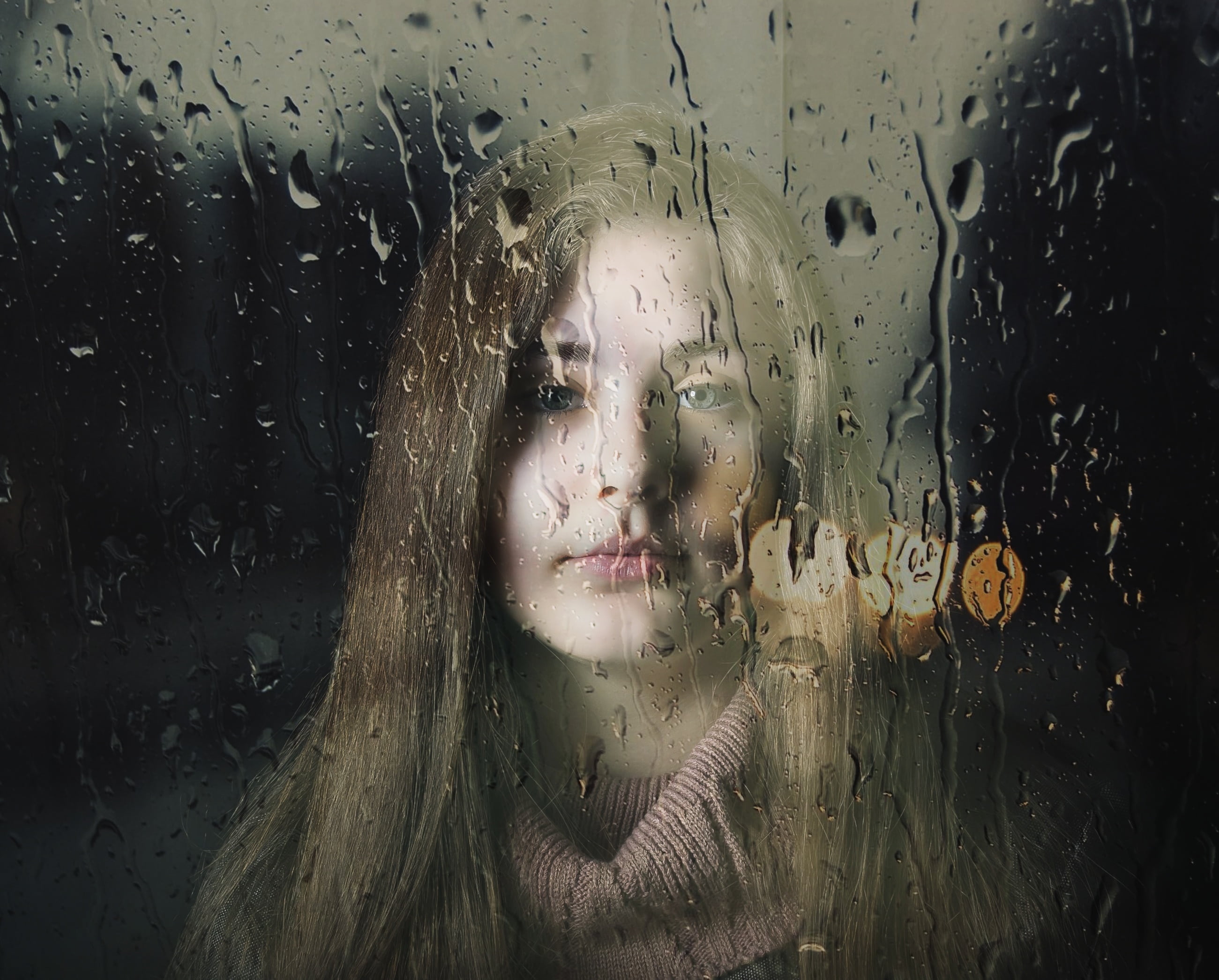 female, young adult, contemplation, transparent, close-up, hairstyle, 2K, sadness, portrait, digital composite, indoors, adult, lady, depression - sadness, HD Wallpaper