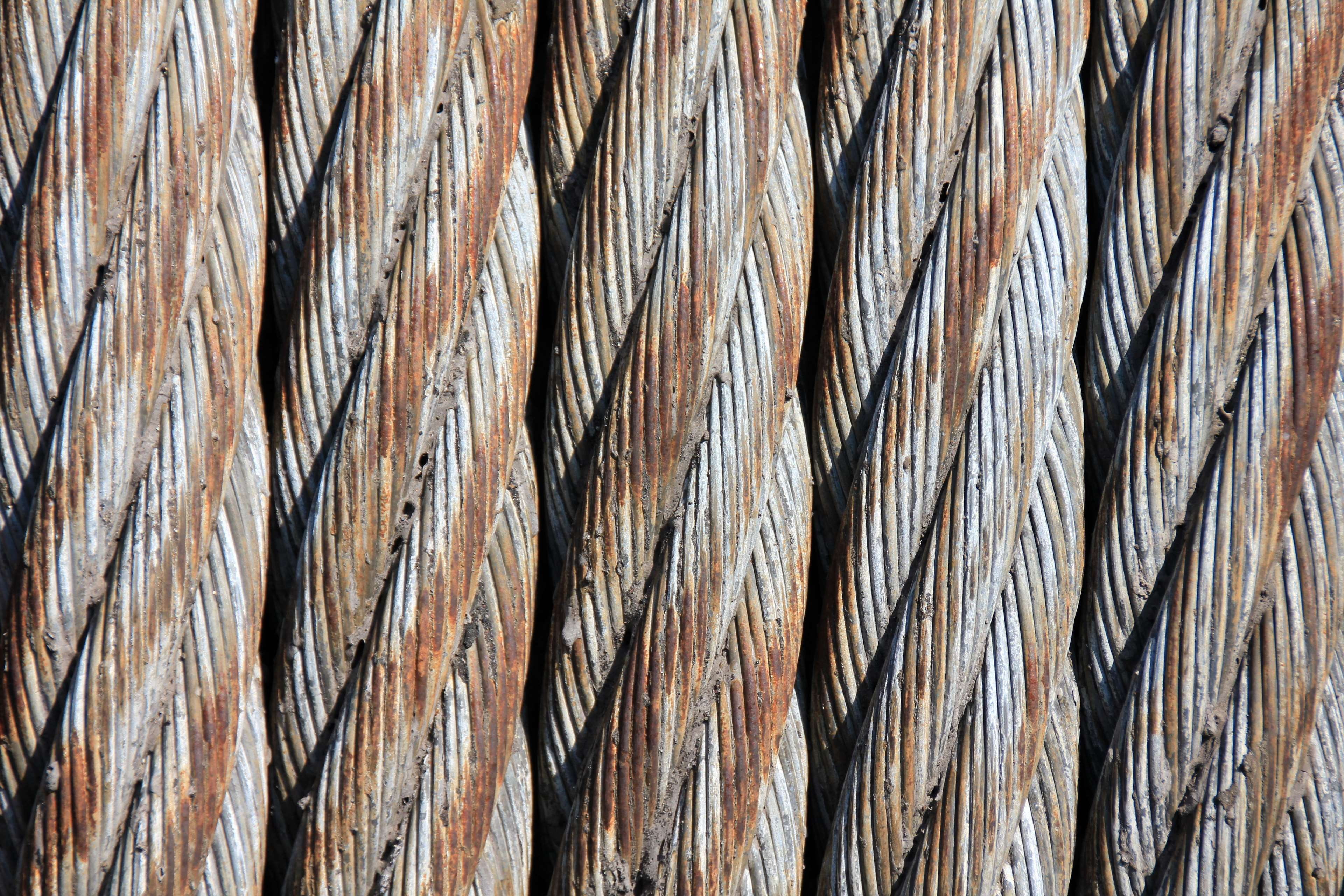 no people, brown, braided, large group of objects, row, directly above, weathered, wood - material, business, rope, outdoors, oxidation, metal, wire, day, HD Wallpaper