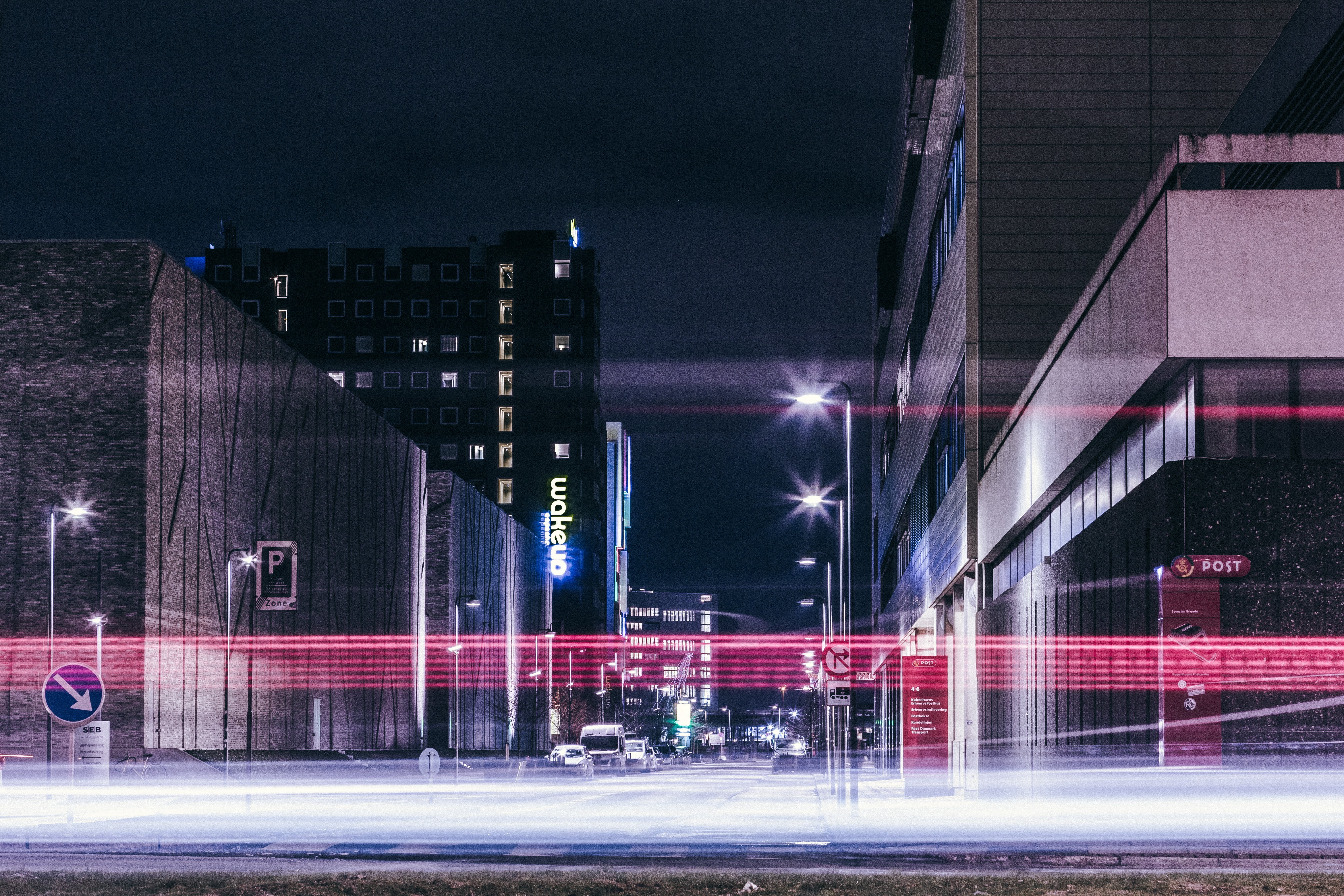 built structure, building, speed, bridge, skyscraper, road, architecture, nighttime, street light, 5K, time, building exterior, light, lights, modern, HD Wallpaper