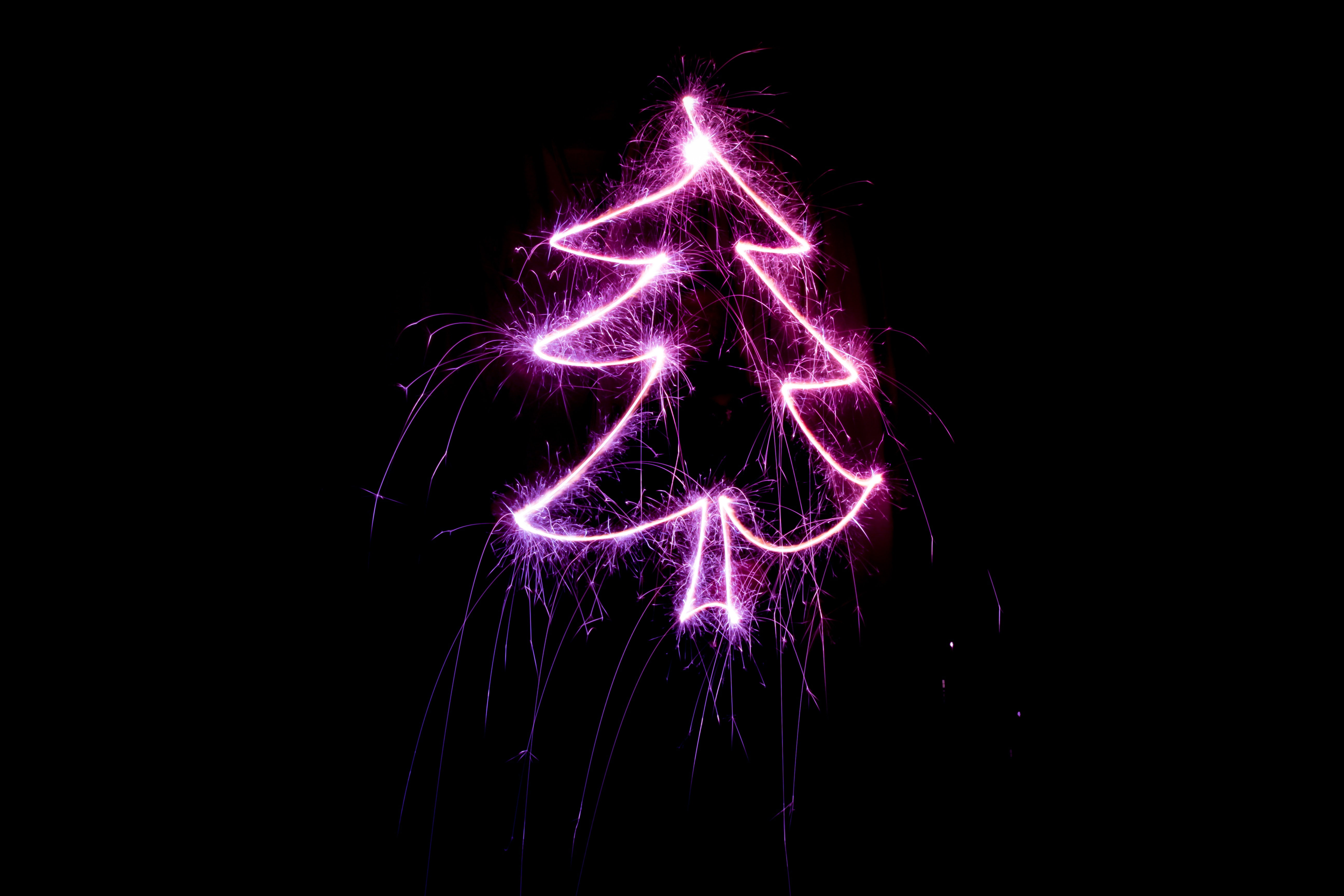 motion, illuminated, celebration, decoration, sparks, copy space, glowing, no people, event, firework - man made object, studio shot, holiday, purple, light painting, HD Wallpaper