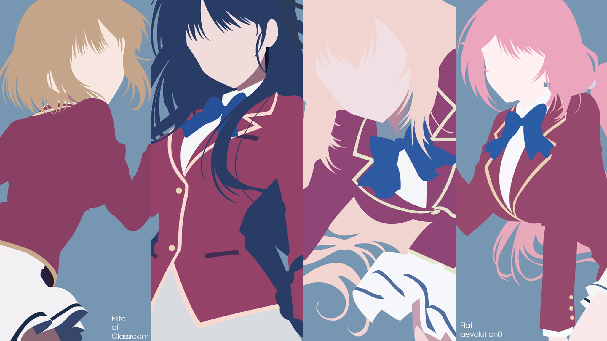 Blonde, Minimalist, Airi Sakura, Brown Hair, Kikyō Kushida, Suzune Horikita, Pink Hair, Anime, Blue Hair, Honami Ichinose, School Uniform, 1080P, Classroom, HD Wallpaper